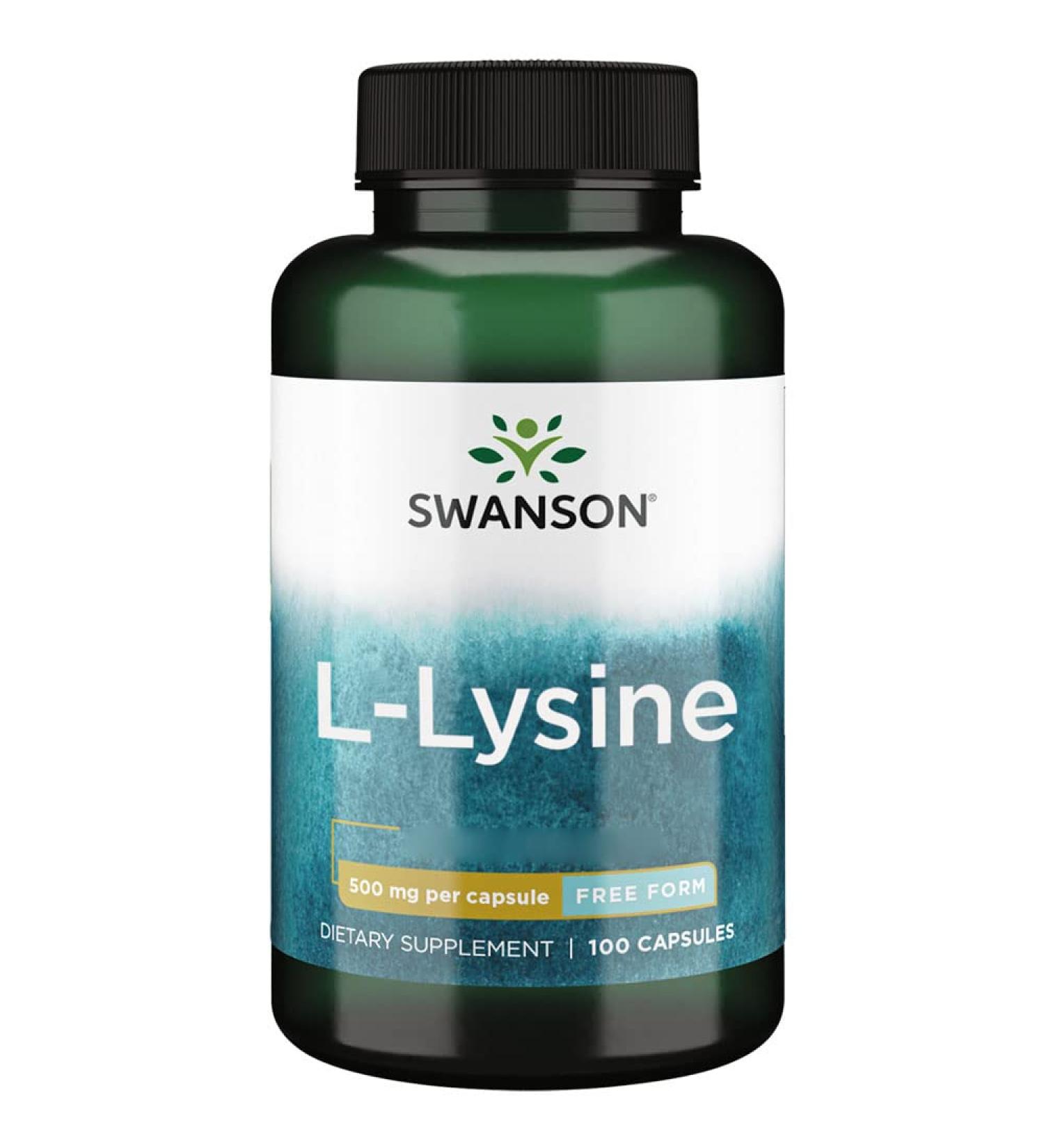 Swanson L-Lysine 500mg 100 Capsules - High Dose, Lab-Tested, Soy-Free, Gluten-Free, Non-GMO - Buy Online on GoSupps.com