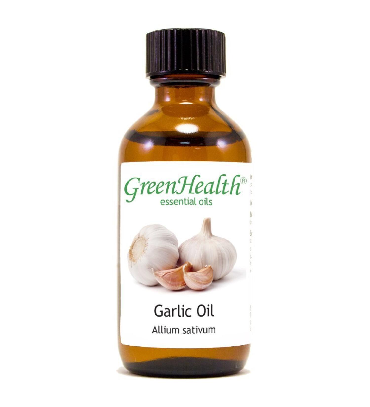 GreenHealth Garlic Essential Oil 2 fl oz | 100% Pure & Natural | Undiluted | Steam-Distilled | Amber Glass Bottle