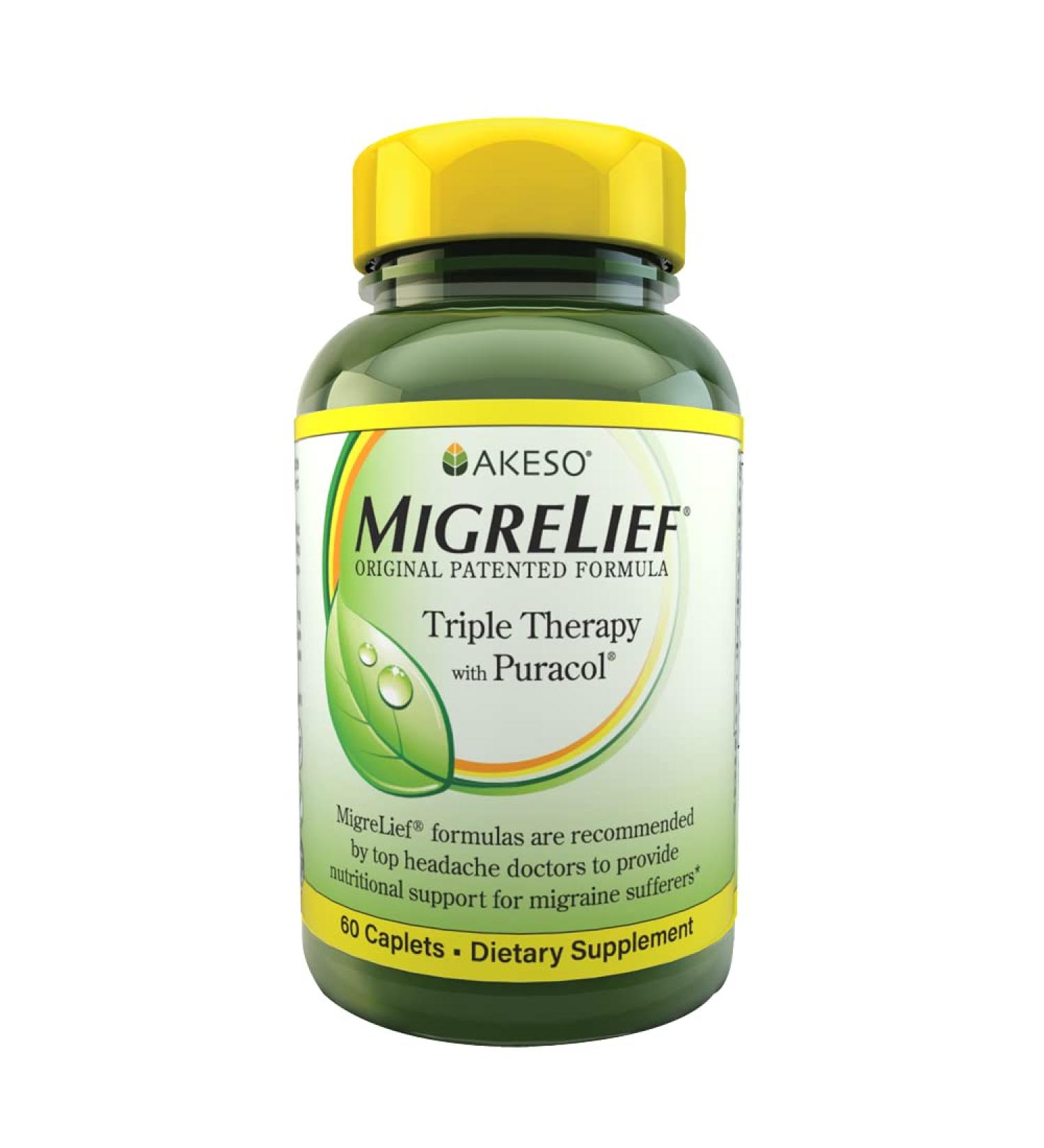 MigreLief Original Triple Therapy with Puracol - 60 Caplets, Nutritional Support for Migraine Relief - Buy Online on GoSupps.com