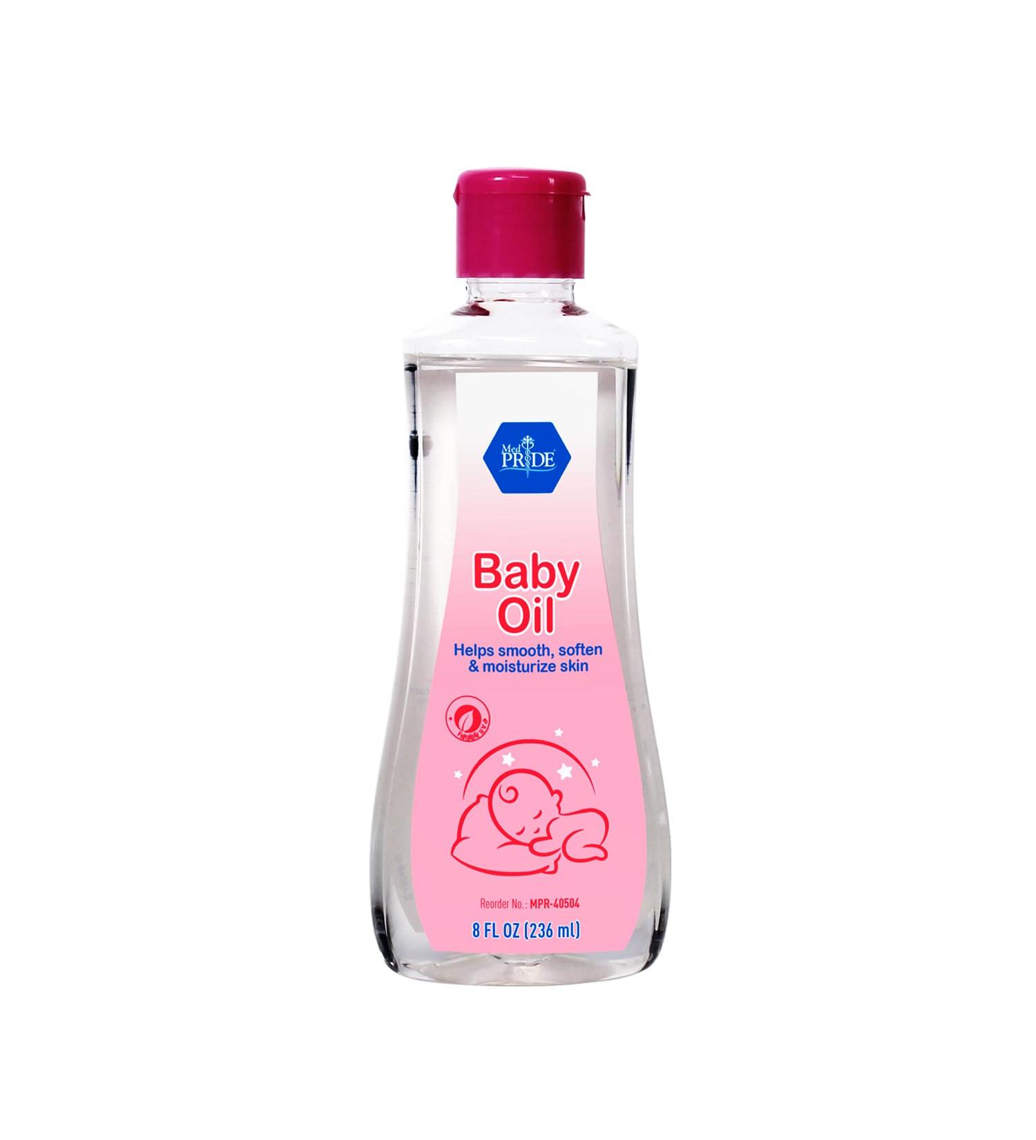 Med Pride Pure Baby Oil for Infants - 8 fl oz - Premium Mineral Oil for Smooth & Nourished Skin - Sensitive Skin Friendly - Buy Online on GoSupps.com