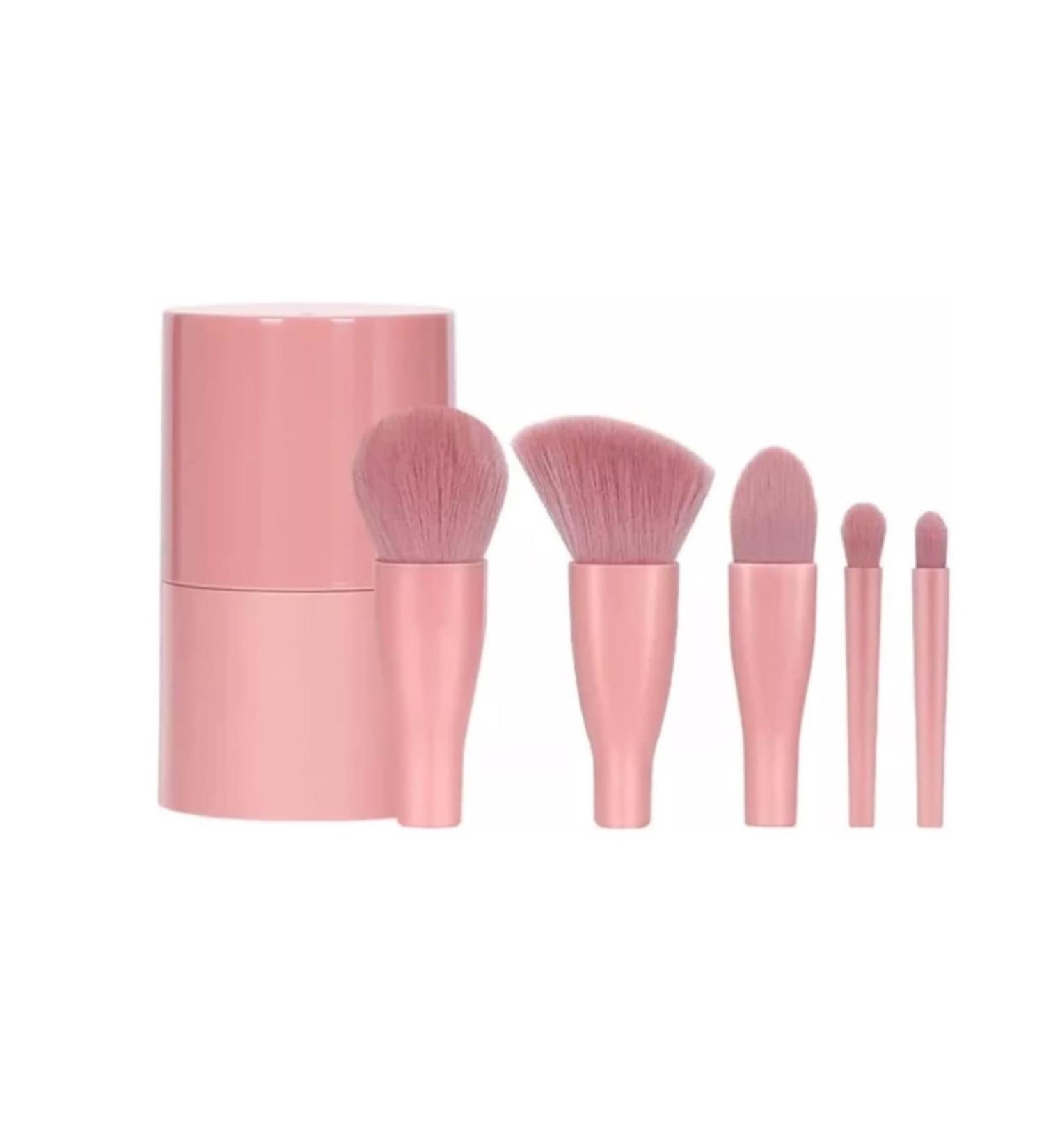 Portable Mini Makeup Brush Set | Easy Carry Pink & Red Rose Cosmetic Brushes for Foundation & Contouring - Buy Online on GoSupps.com