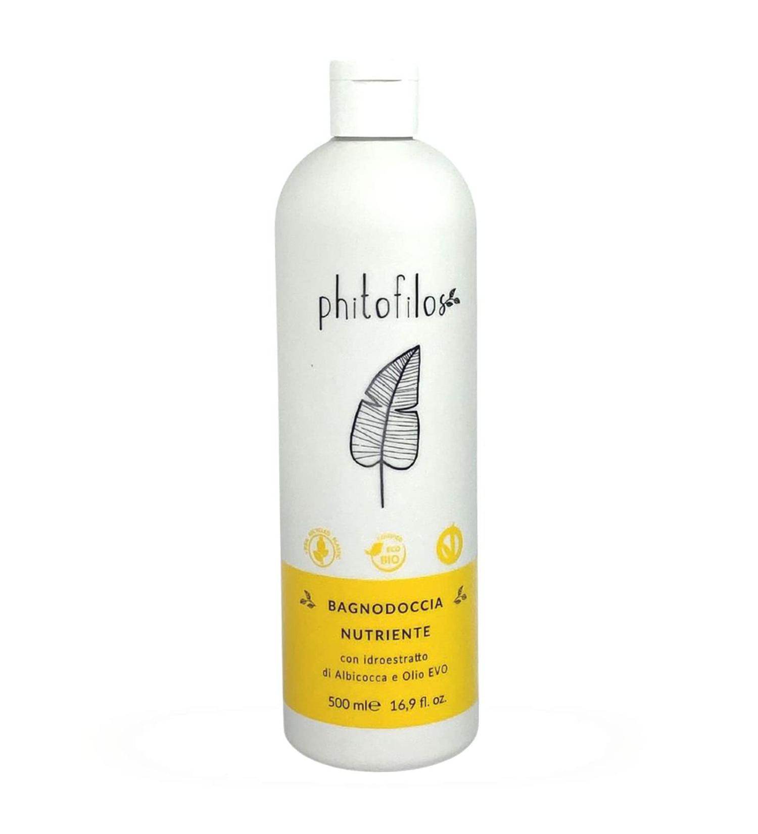 PHITOFILOS Nourishing Shower Gel with Apricot and EVO Oil 500 ml - ECOBIO 100% VEGAN COSM076