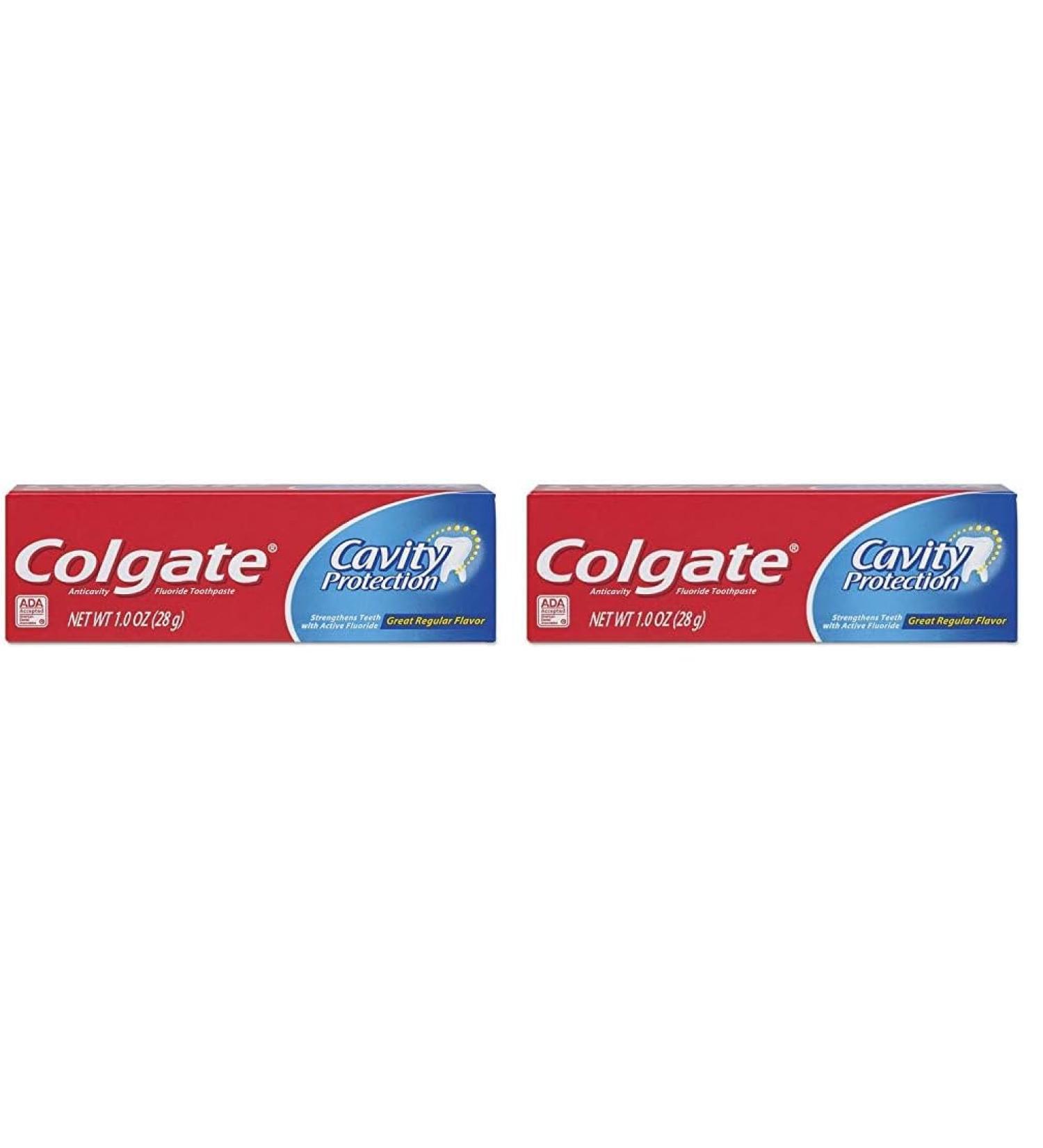 Central Sales Company Colgate Cavity Protection Fluoride Toothpaste Great Regular Flavor Travel Size TSA Approved White 1 Ounce (Pack of 2) 1 Ounce(pack of 2)