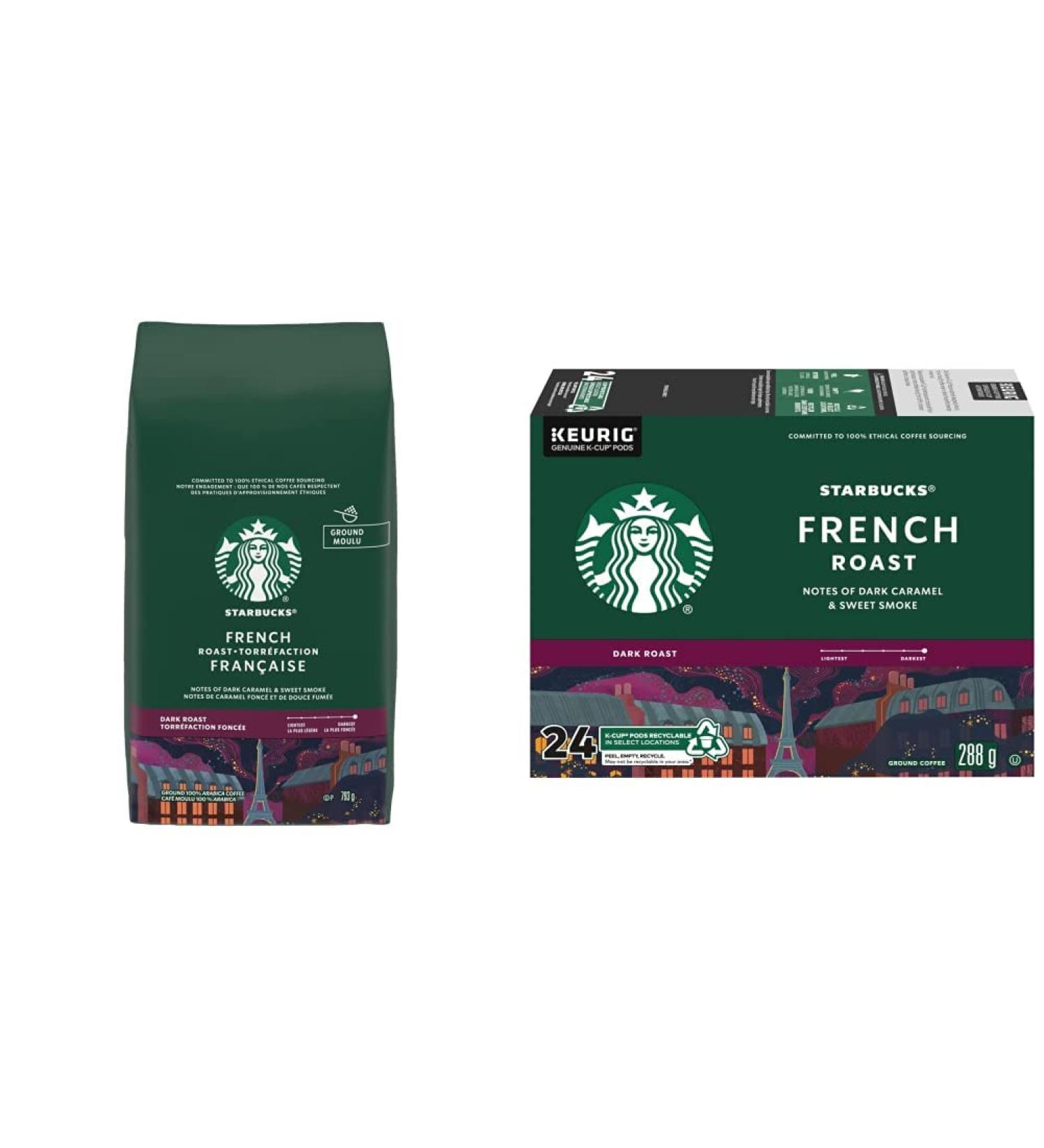 Starbucks Ground Coffee French Roast 793 Grams & French Roast Dark Roast Coffee Single Serve Keurig K-Cup Pods 24 Capsules - Buy Online on GoSupps.com