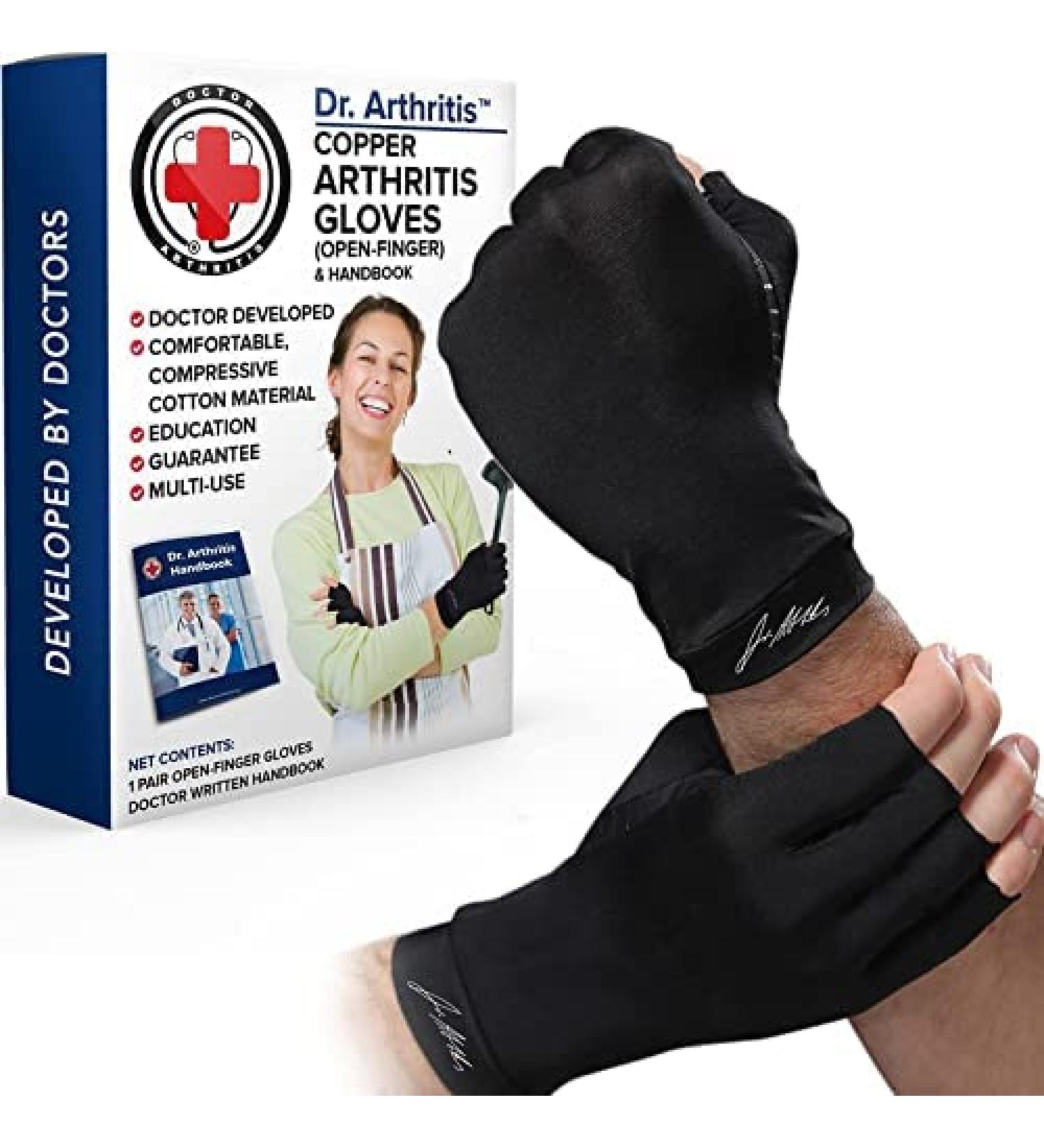Copper Arthritis Compression Gloves - Carpal Tunnel Hand Brace for Women and Men - Medium Black - by Dr. Arthritis - Buy Online on GoSupps.com