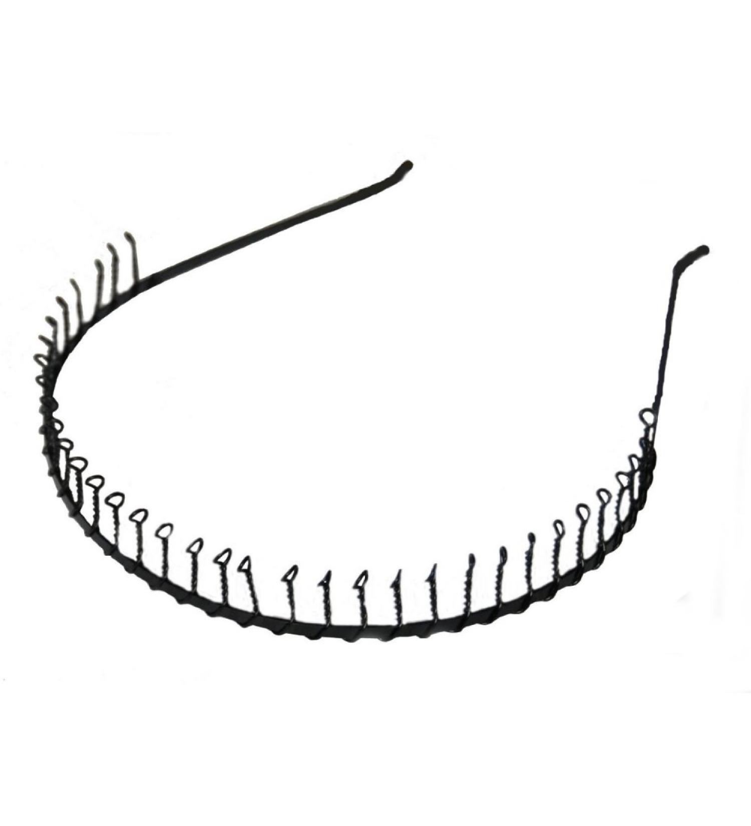 Black Narrow Metal Wire Comb Sports Alice Hair Band Headband by Pritties Accessories