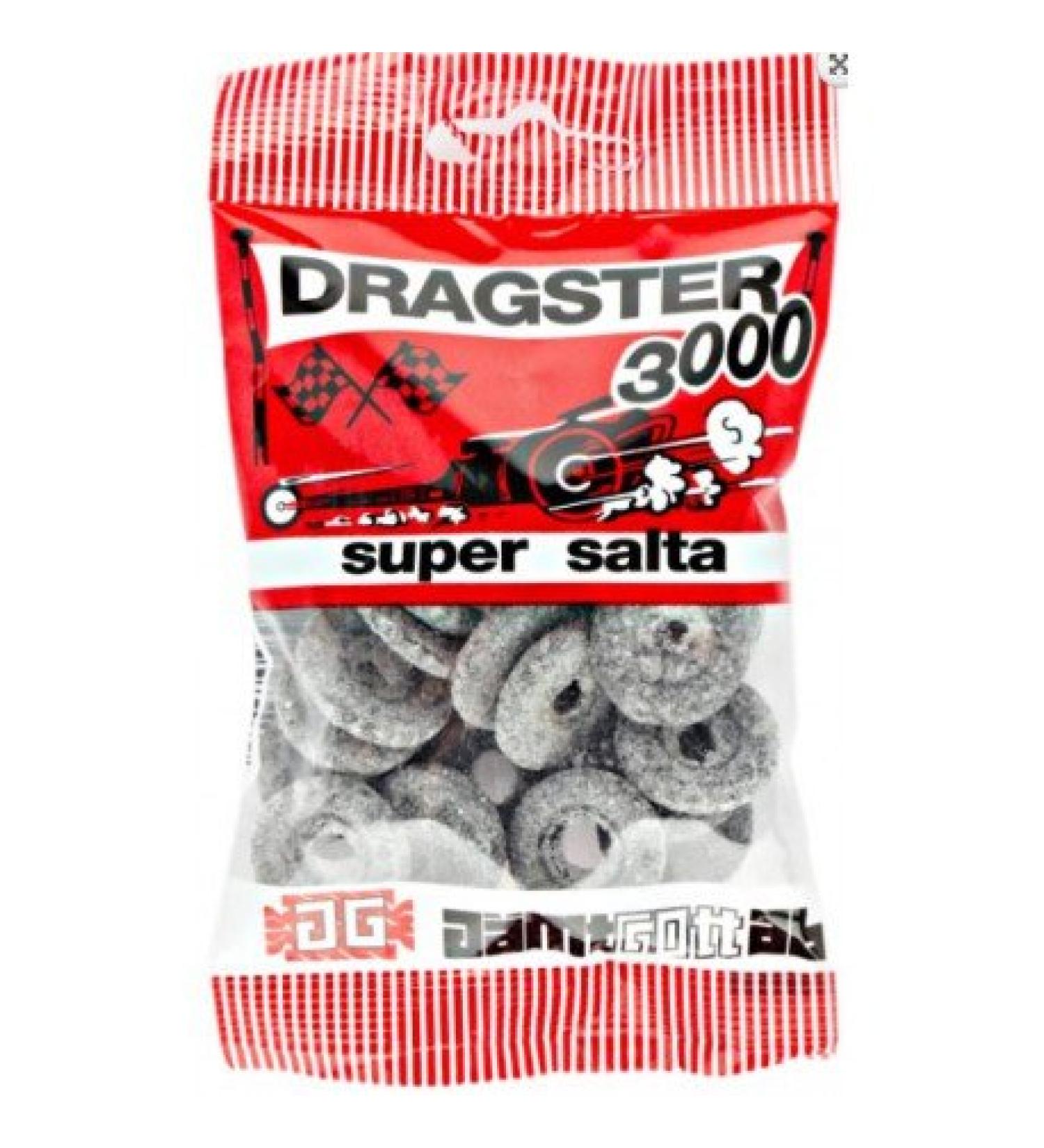 Dragster 3000 Super Salta 50 x 50g Sachets - Original - Swedish - Salted Licorice - Salmiak - Sweets - Sweets