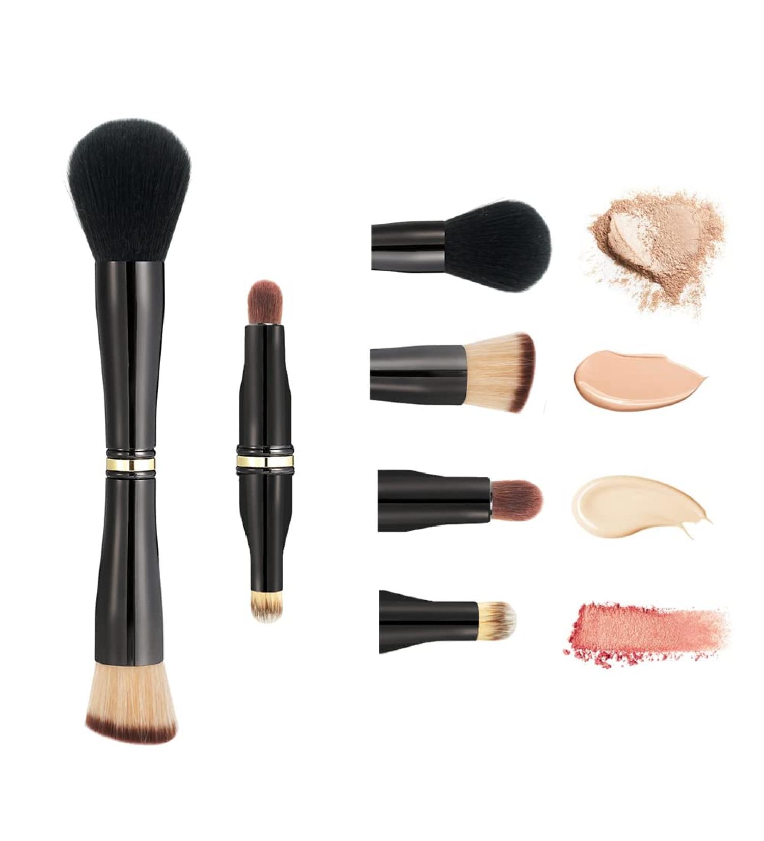 Shop Aoowu 4-in-1 Double-Sided Makeup Brush Set - Portable Removable Cosmetic Brushes for Concealer Eyeshadow Rouge & Foundation (Black) | International Shipping Available - Buy Online on GoSupps.com