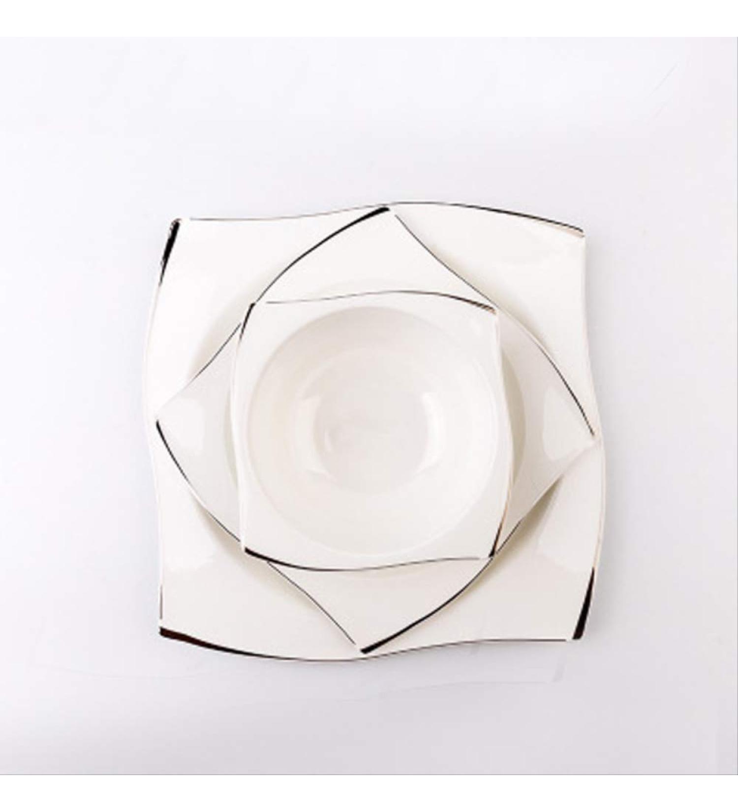 FURLOU Coffee Set Tea 4 Pcs Ceramic Bowl Dish Set Bone Porcelain Tableware Creative Phnom Penh Dishes Bone China Teacup platesset Square Plates Kitchen Dinnerware Mugs - Buy Online on GoSupps.com