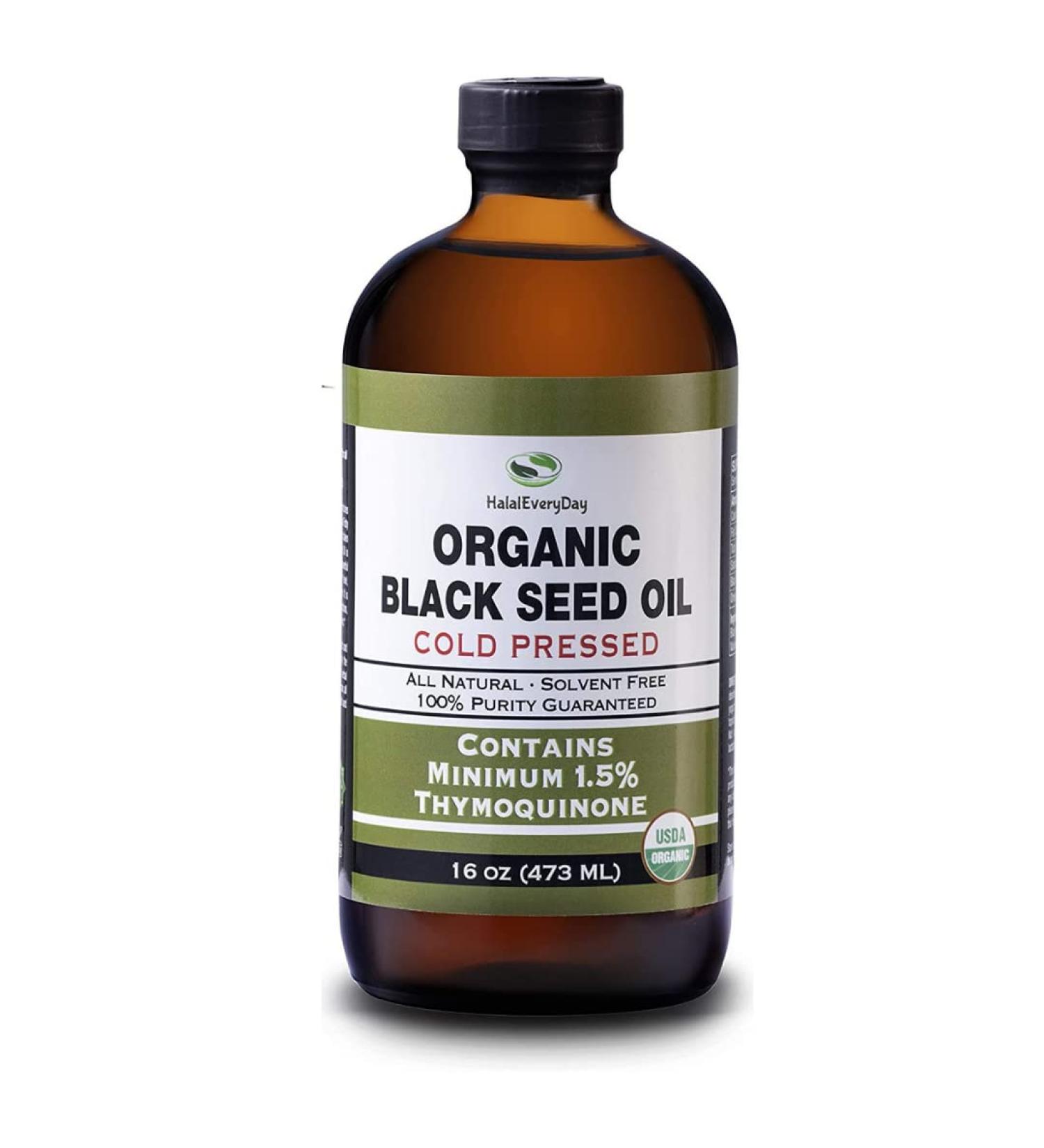 Organic Black Seed Oil - USDA Certified  Cold Pressed Glass Bottle 16oz - Over 1.5% Thymoquinone Turkish Black Cumin Nigella Sativa Non-GMO 100% Pure Blackseed Oil - Buy Online on GoSupps.com
