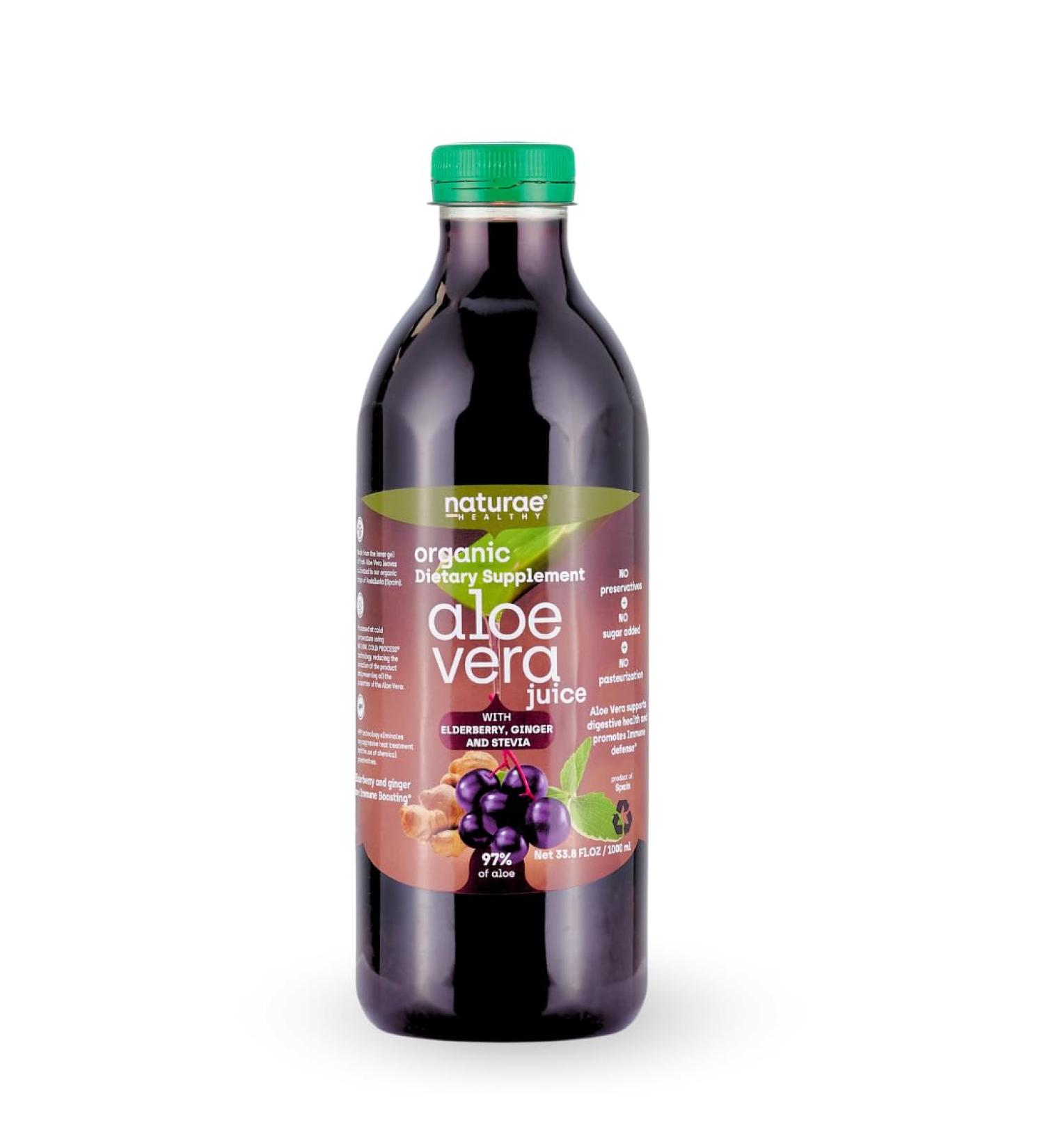 naturae Healthy Aloe Vera Juice Natural Digestive Health & Immune Support with Elderberry Ginger & Stevia Promotes Stomach Balance & Regularity 33.8 fl oz 1 unit - Buy Online on GoSupps.com