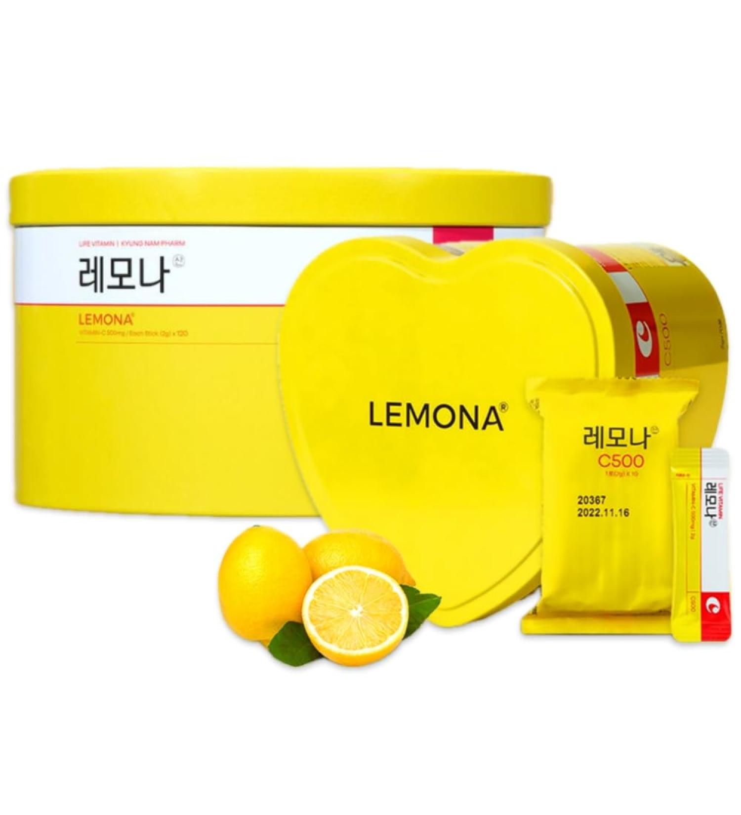 Kyung Nam Pharm LEMONA Official with Vitamin C 500mg, 190 Sticks, Vitamin B6 & B2, Easy to Take for Daily Energy Boost and Immune Support Korean Food, Lemon Flavored - 190 Sticks - Buy Online on GoSupps.com
