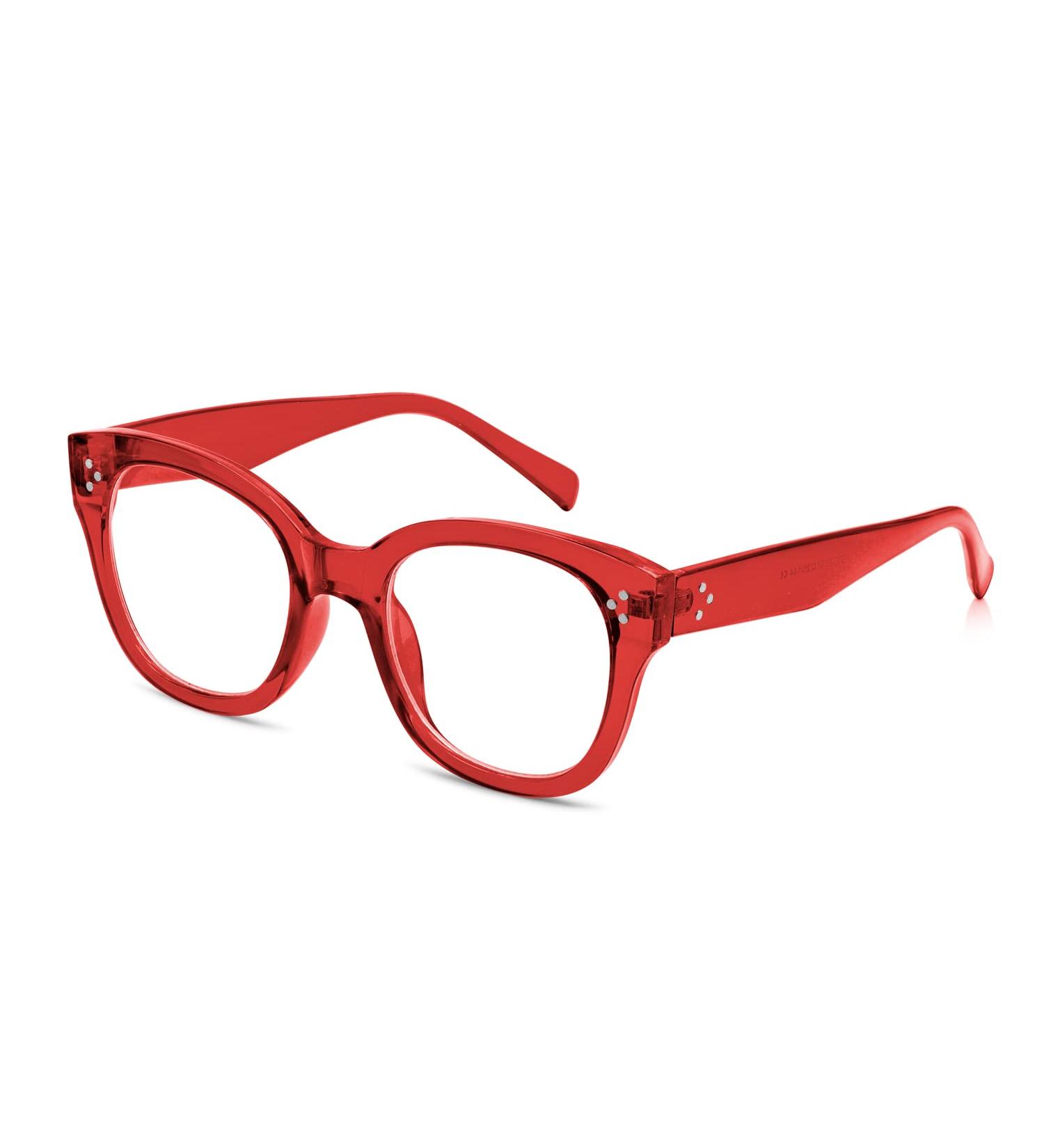 Shop Bold Frame Oversized Blue Light Glasses for Women - Stylish Round Computer Frames in Red | International Shipping - Buy Online on GoSupps.com