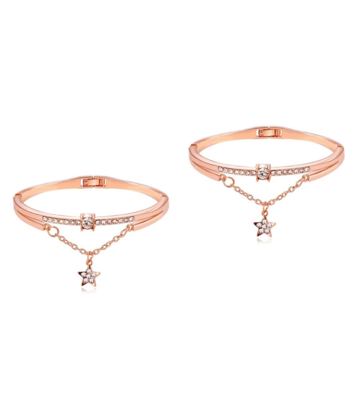 Clispeed Rose Gold & Silver Bicycle Arm Loop Bracelet Set for Women - Stylish Star Hand Decorations - 19.5cm x 1.2cm - Perfect Gift - Buy Online on GoSupps.com