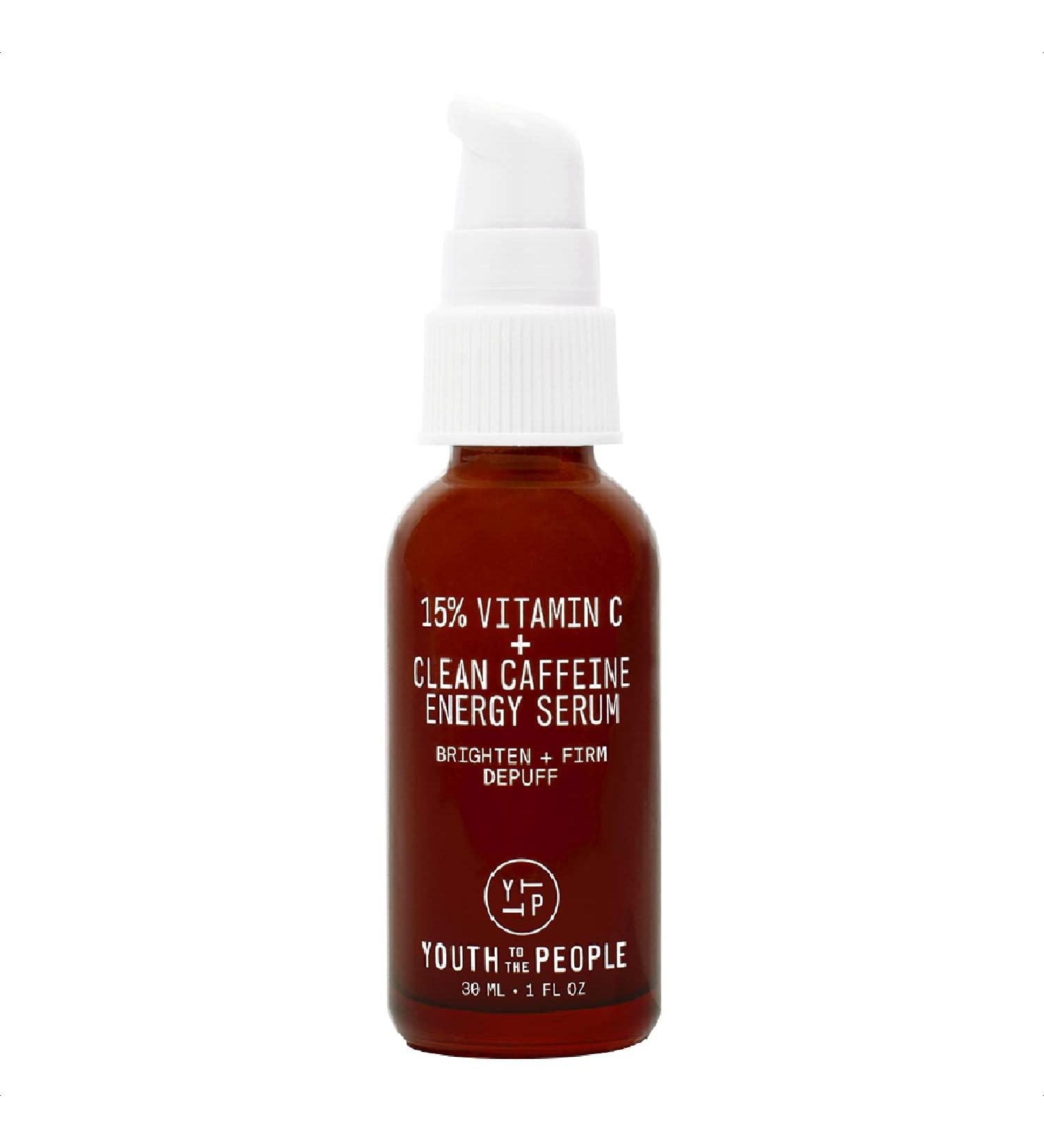 Youth To The People 15% Vitamin C + Clean Caffeine Energy Serum - Reduce Puffiness - Hydrating Antioxidant Face Serum - Vegan Skincare (1 oz) - Buy Online on GoSupps.com