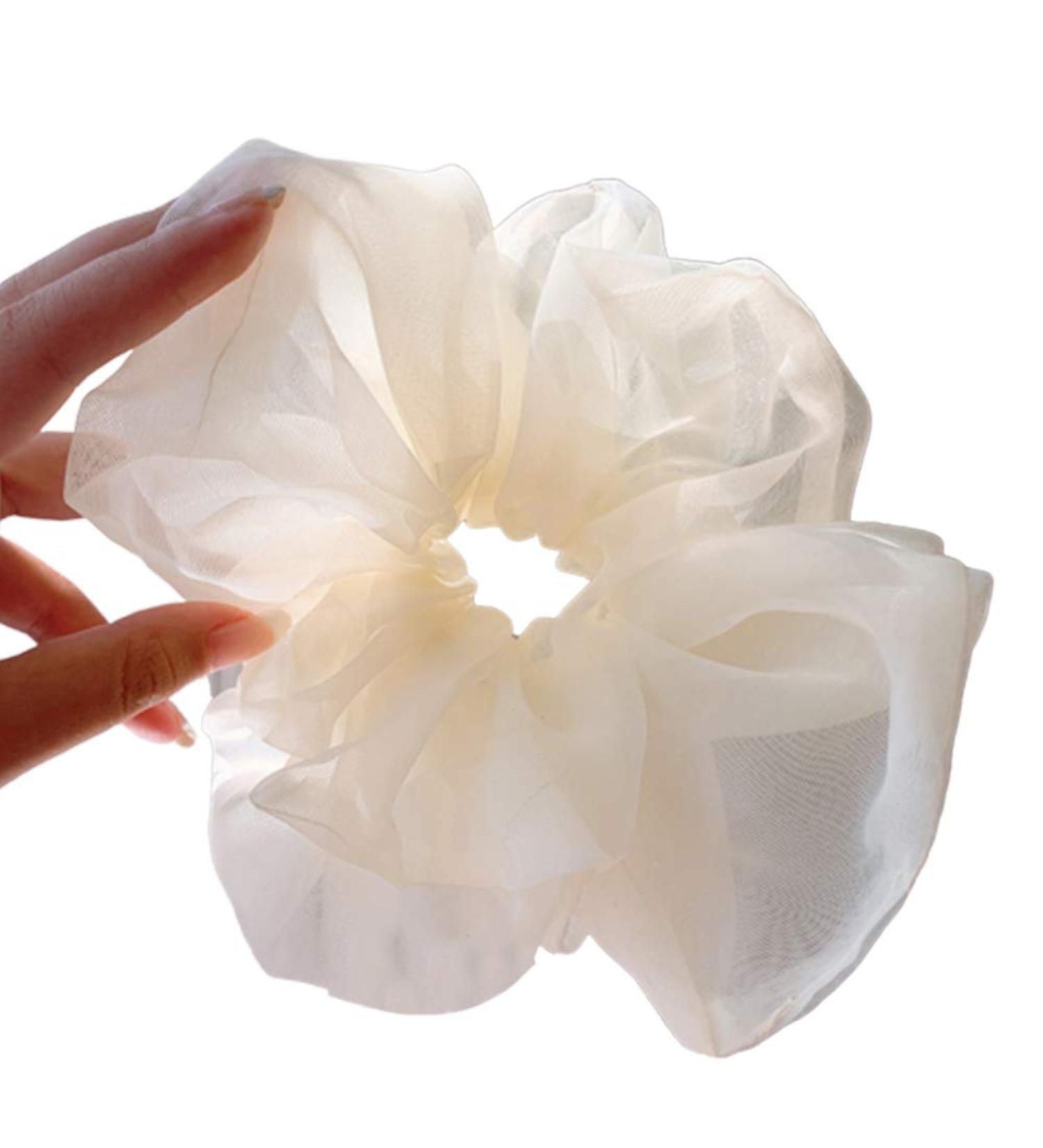 Mzwodmu White Tulle Hair Scrunchie for Women and Girls - Solid Color Ponytail Holder - Buy Online on GoSupps.com