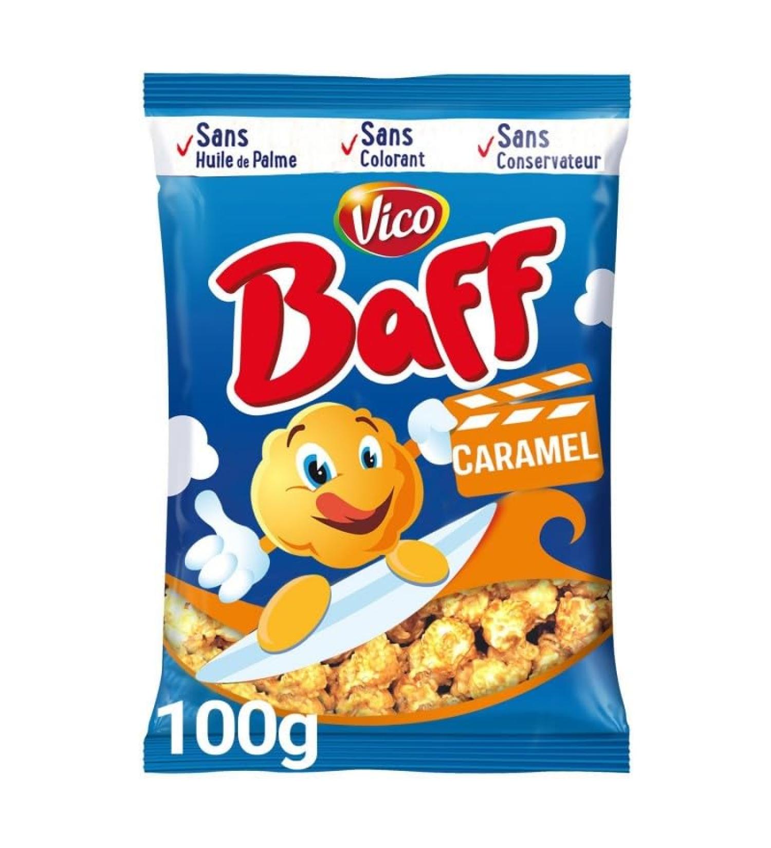 Savourez le Baff Pop-Corn Caramel VICO BAFF 100G snack gourmand et croustillant pour l'ap ritif- Lot De 6