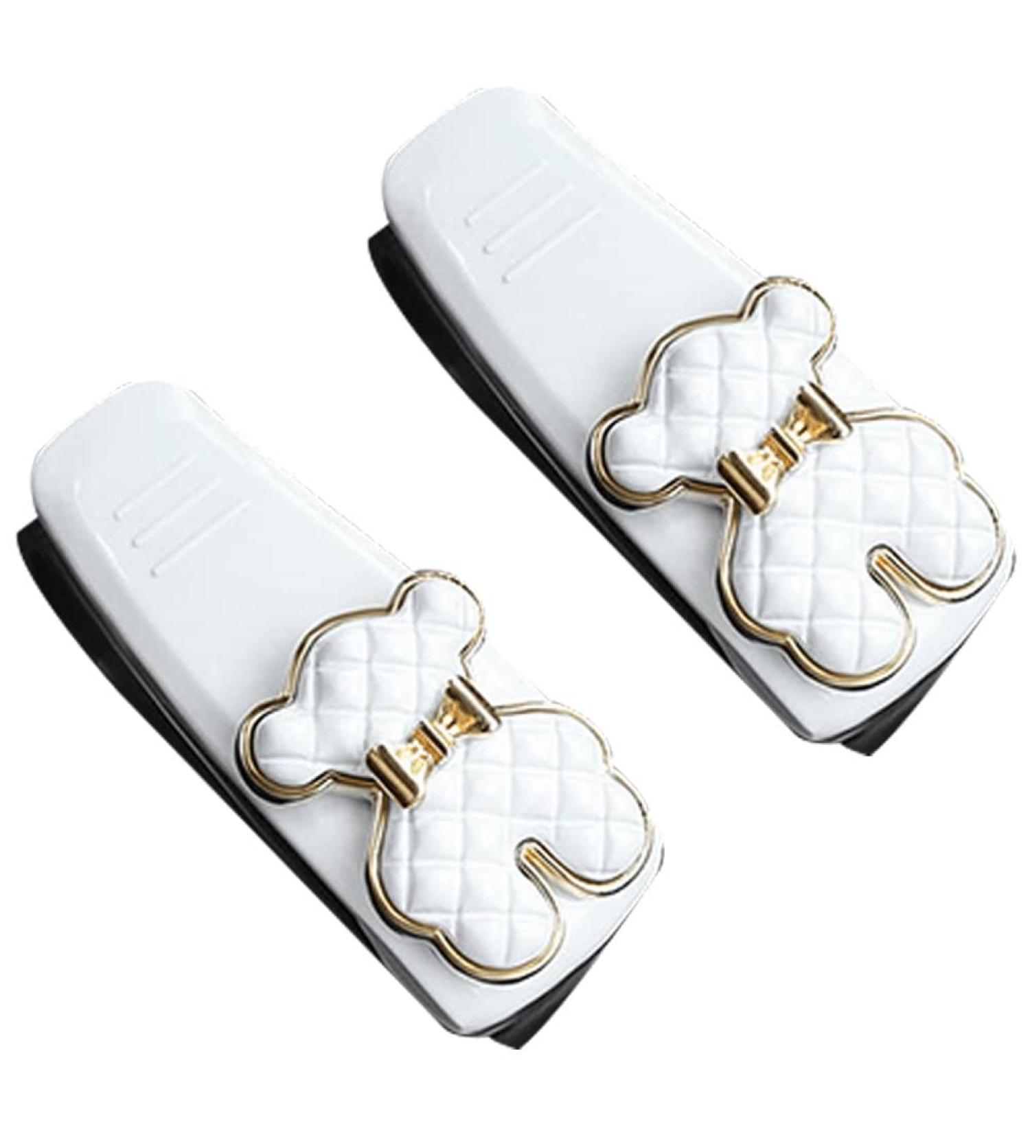 Car Sunglasses Holder - 2pcs Cartoon Bear Sun Visor Clips - White Glasses Mount & Ticket Card Organizer - Buy Online on GoSupps.com