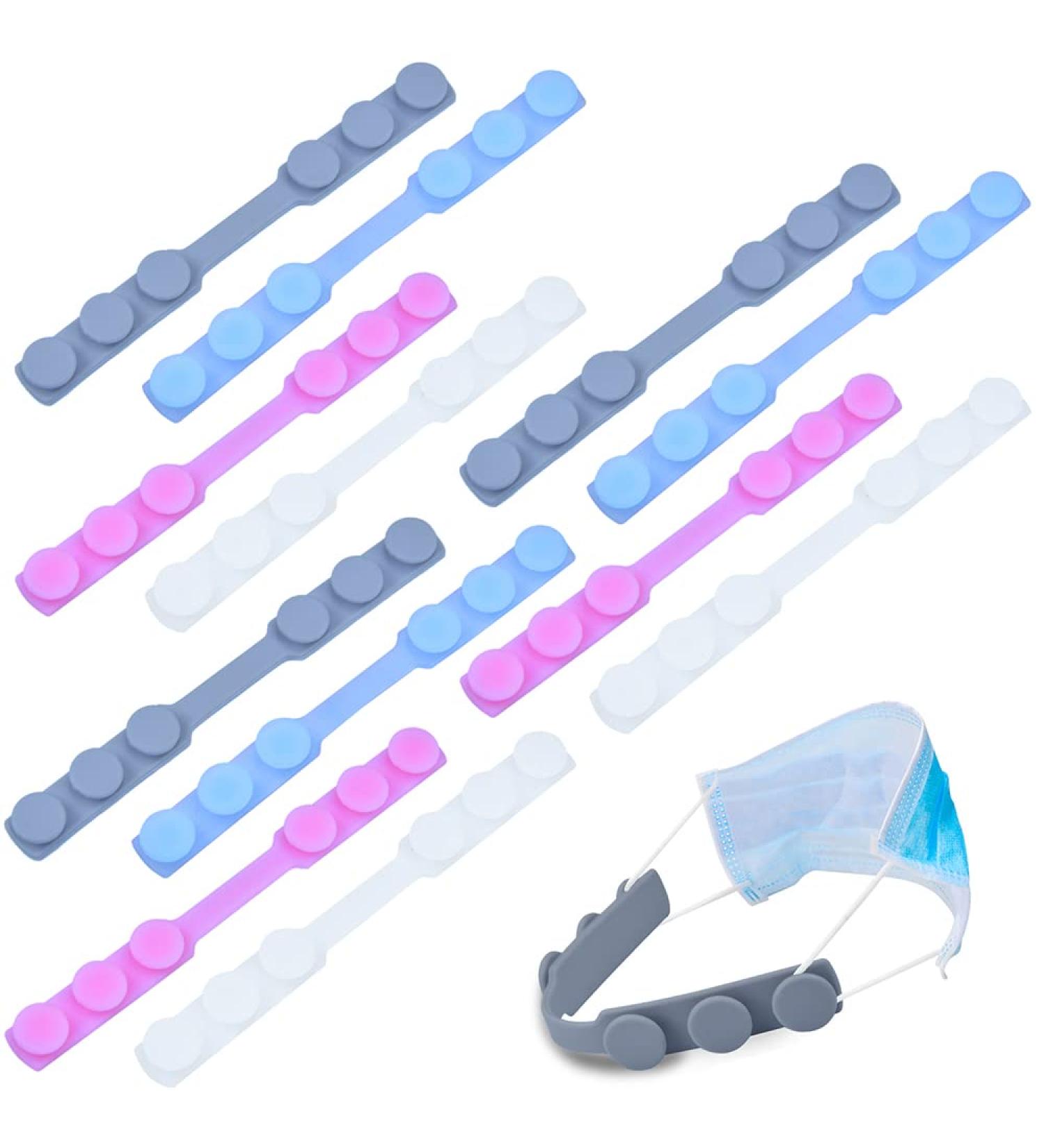 12PCS Silicone Mask Strap Extender for Face Masks - Adjustable Ear Saver & Ear Protector Hook (4 Colors) - Buy Online on GoSupps.com