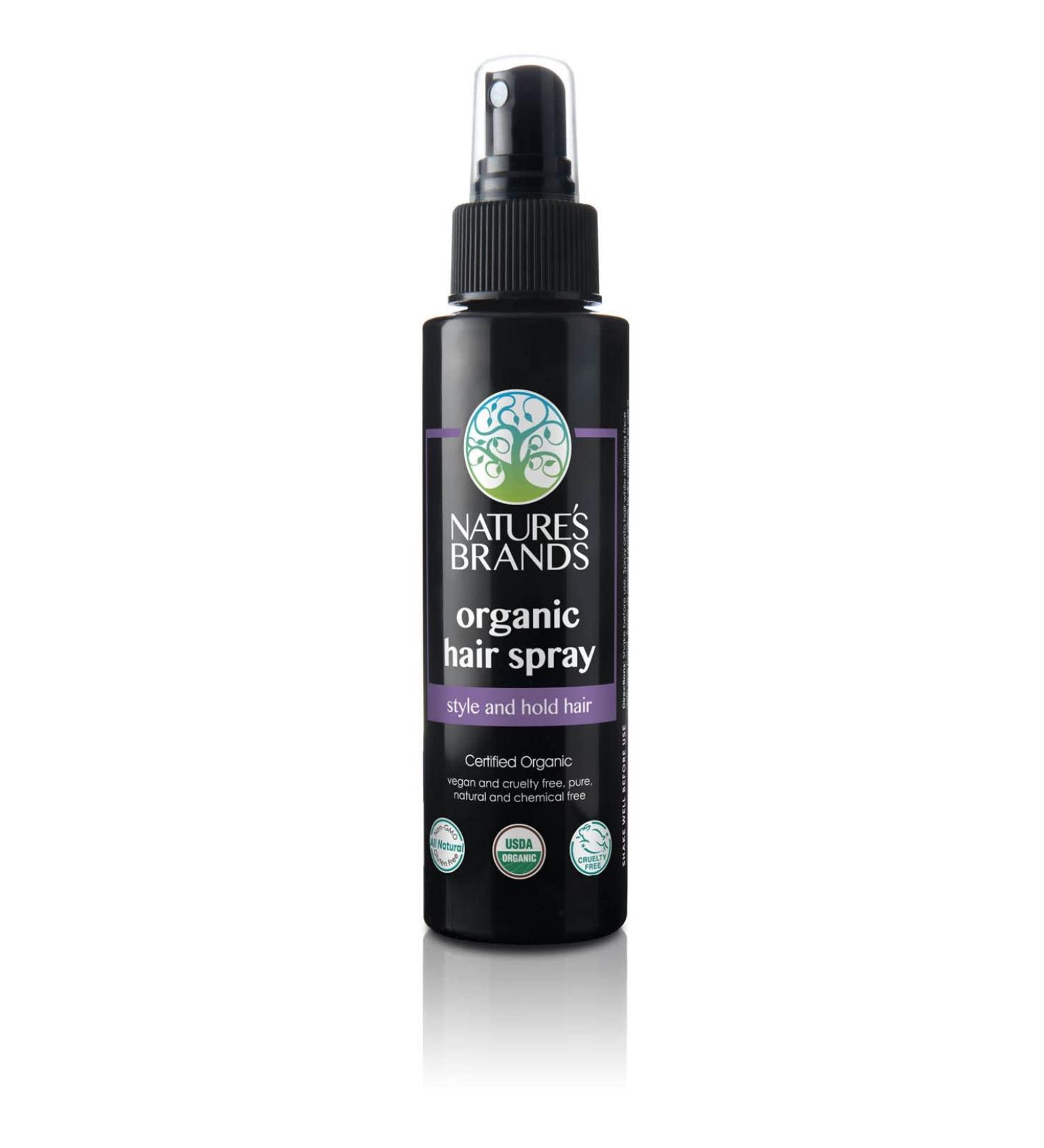 Nature's Brands Organic Hair Spray by Herbal Choice Mari (4 Fl Oz Bottle) - No Toxic Synthetic Chemicals 4 Fl Oz (Pack of 1)