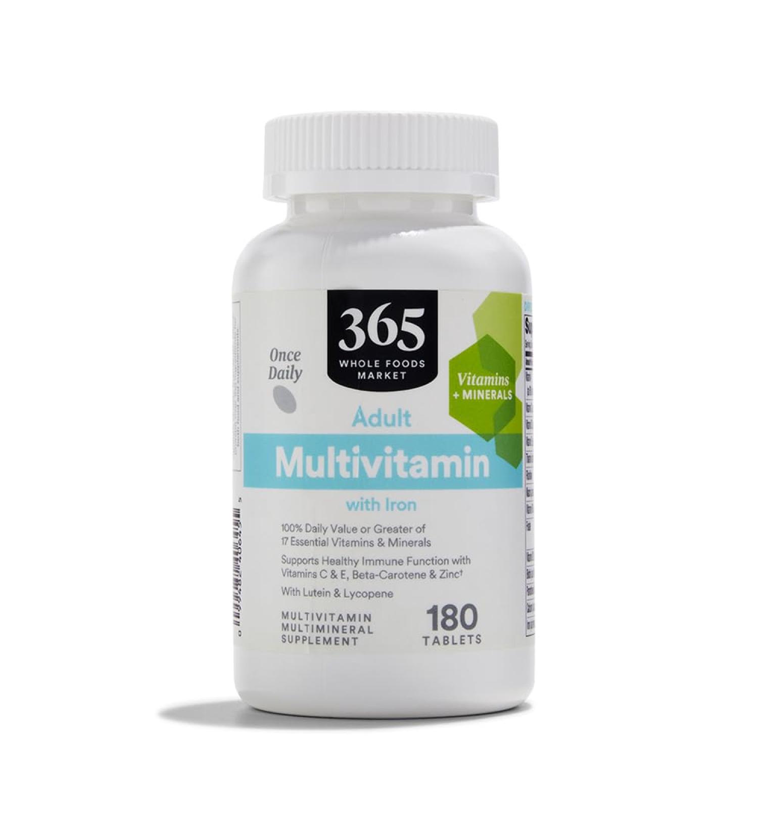 365 by Whole Foods Market Adult Multivitamin with Iron 17 Essential Vitamins and Minerals 180 Tablets