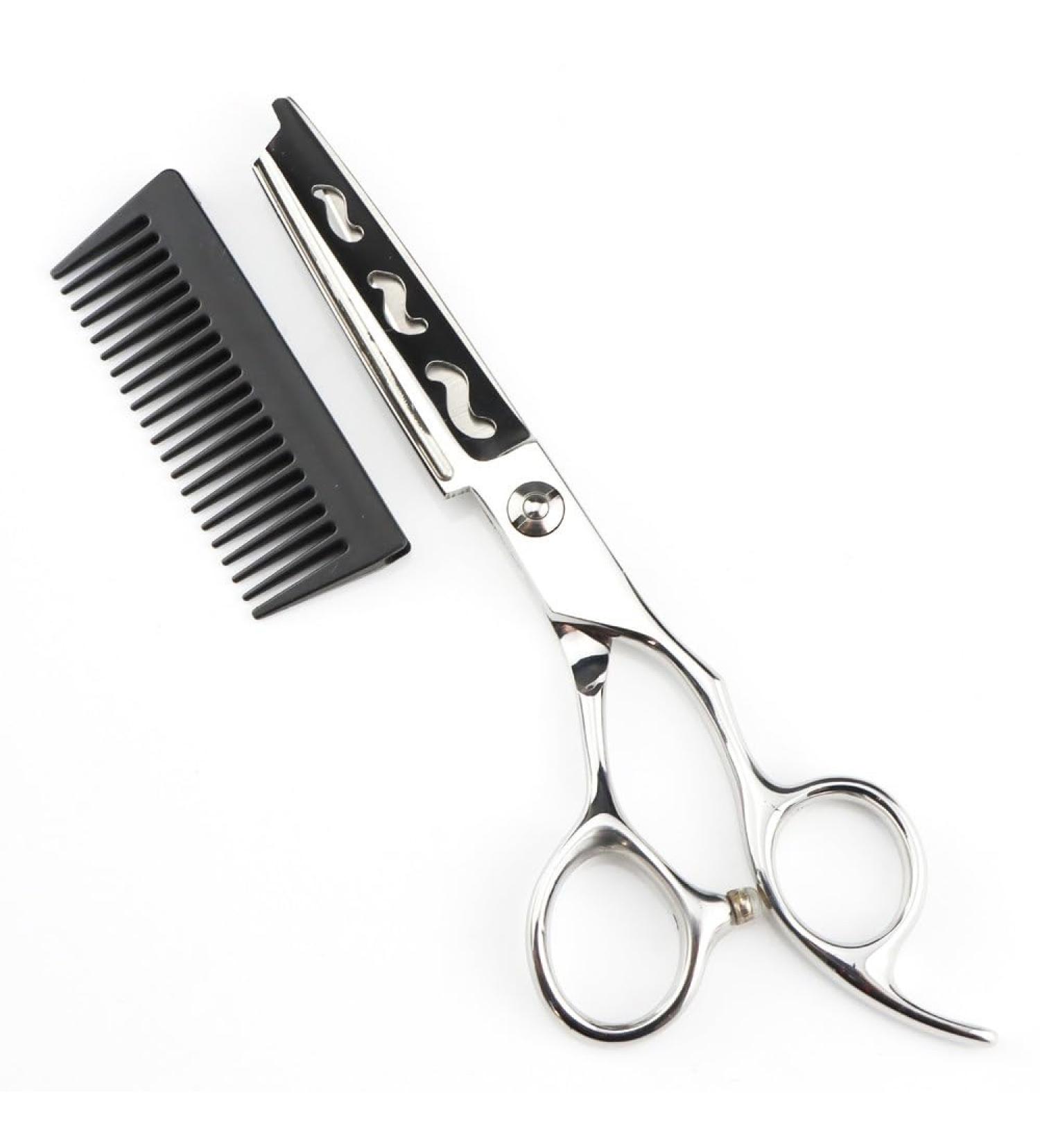 6 Inch Professional Hair Cutting Scissors - Steel Hollow 2 in 1 Barber Shears with Comb - Ideal for Hairdressing - Buy Online on GoSupps.com