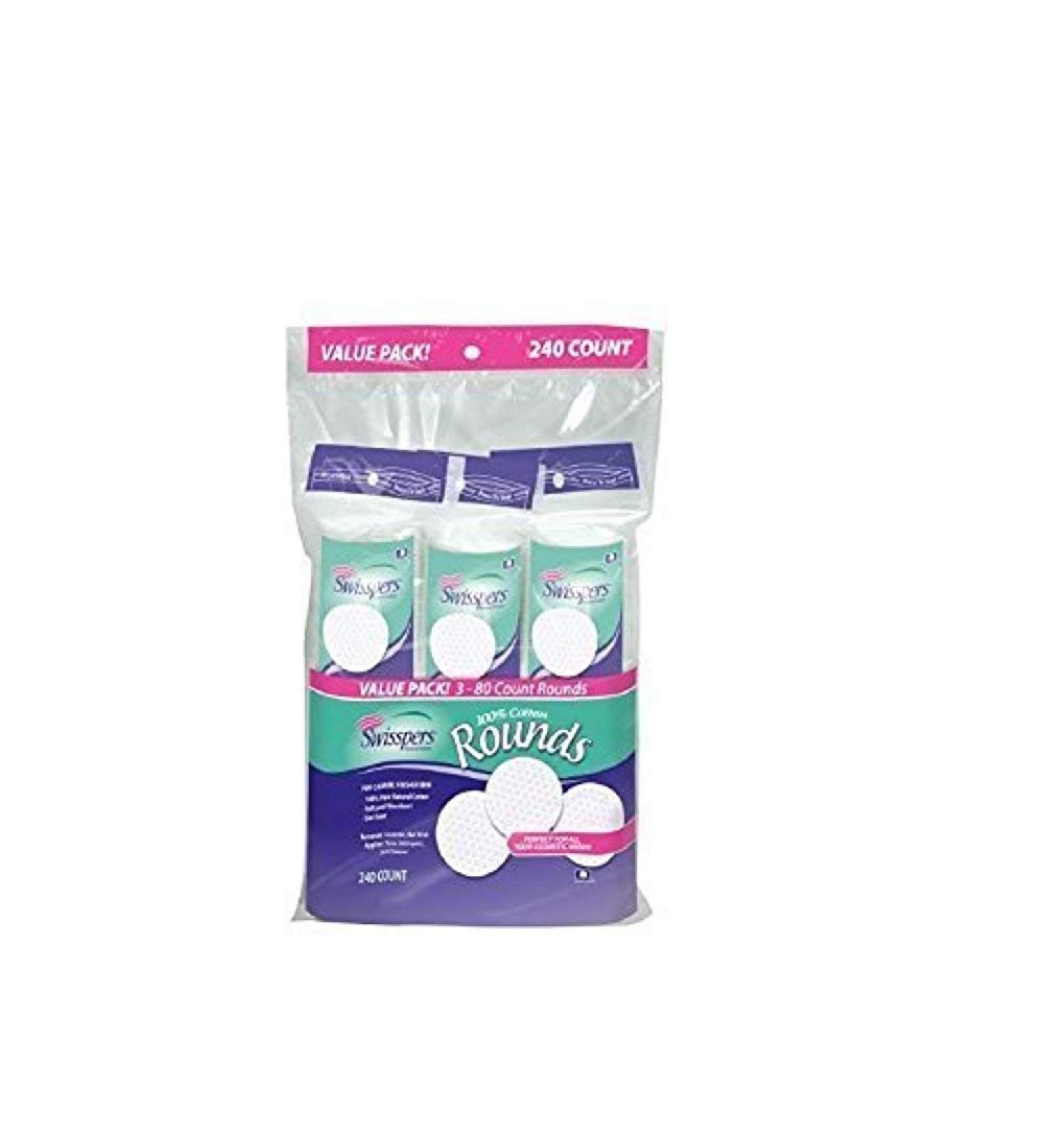 Swisspers Gentle Care Cotton Rounds, 3 packs, 240 ea - 2pc