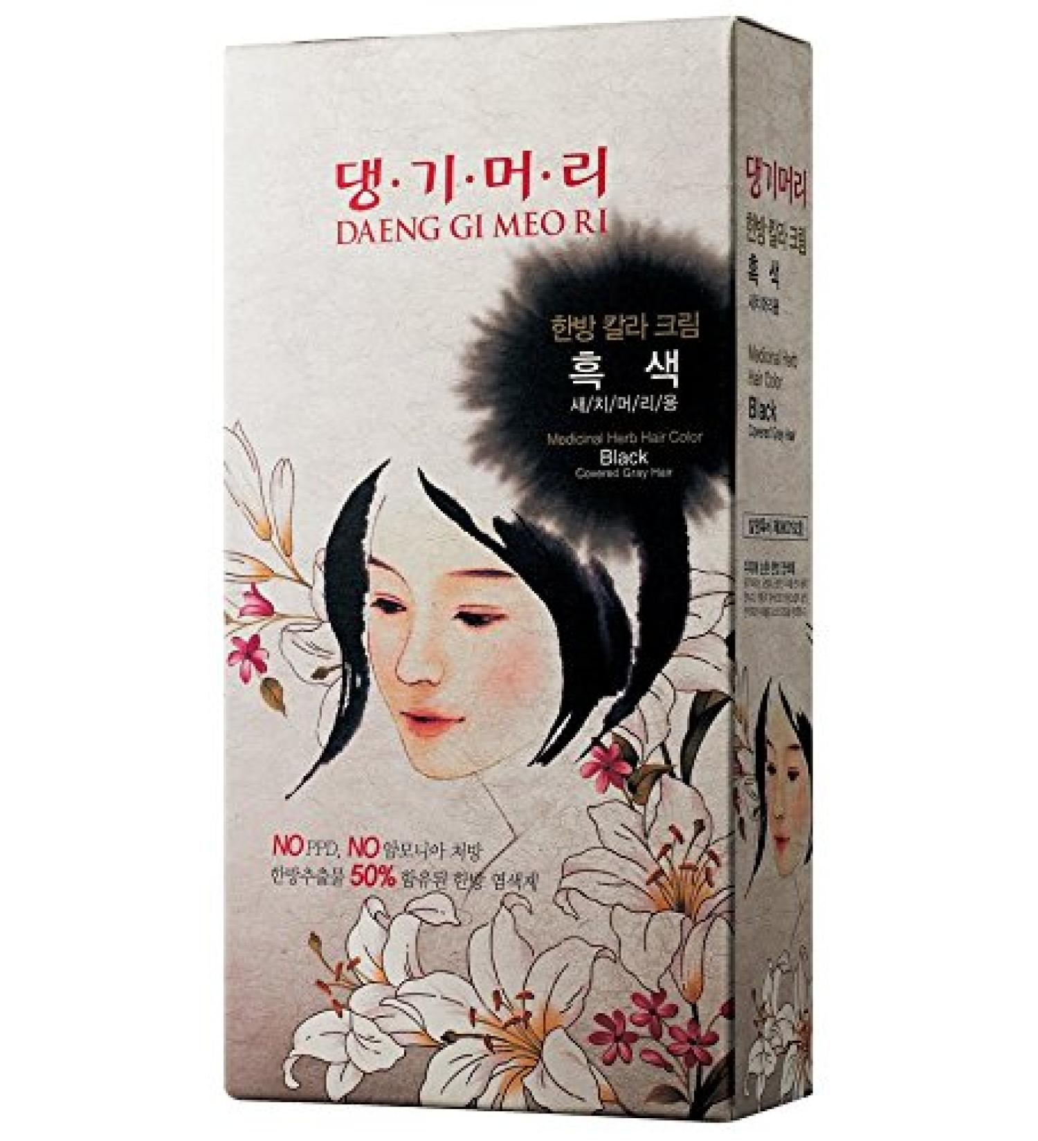Daeng Gi Meo Ri Korean Herbal Hair Dye Cream Black - PPD-Free Gray Coverage & Hair Protection High-Keratin Formula - 5 Oz - Buy Online on GoSupps.com