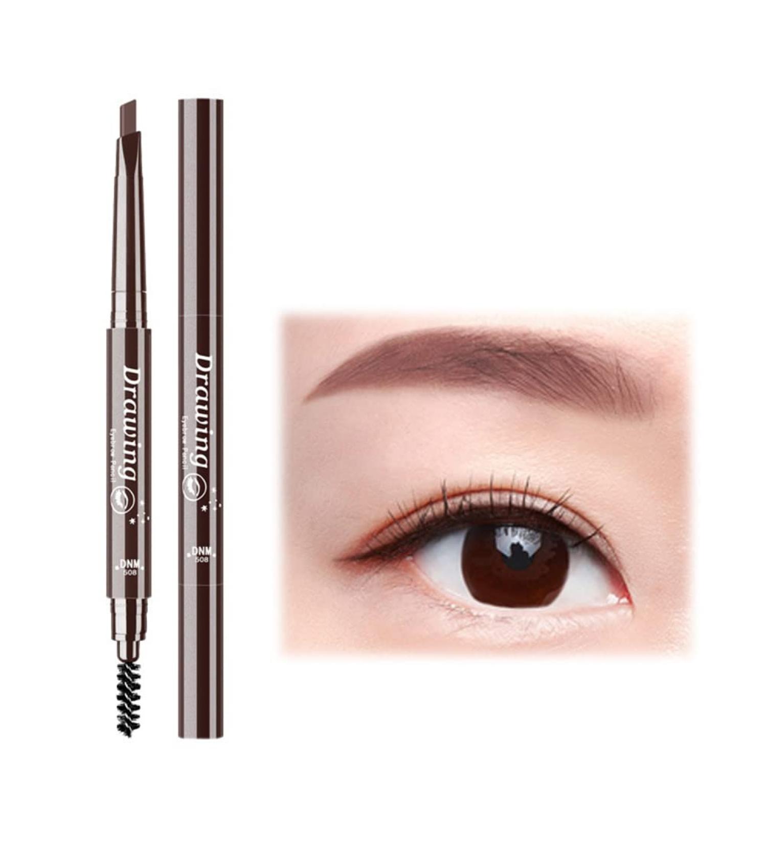 Maedack Eyebrow Pen - 1PCS Makeup Double Head Automatic Eyebrow Pencil Natural Waterproof Lasting Eyebrow Pen with Eyebrow Brush brown - Buy Online on GoSupps.com