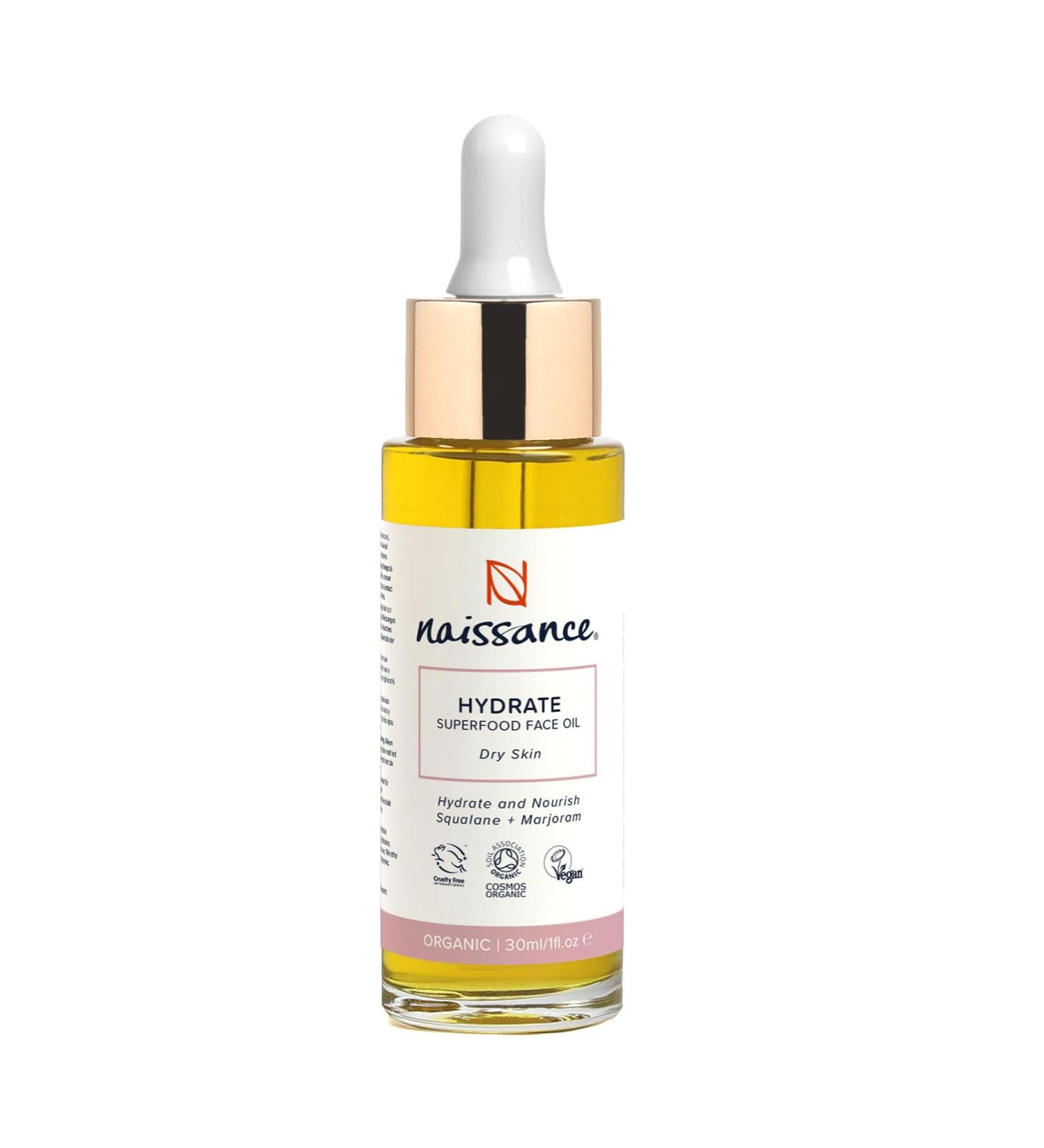 Naissance Hydrate Face Oil 30ml | Nourishing Superfood Serum for Dry Skin with Olive Squalane & Marjoram - Buy Online on GoSupps.com