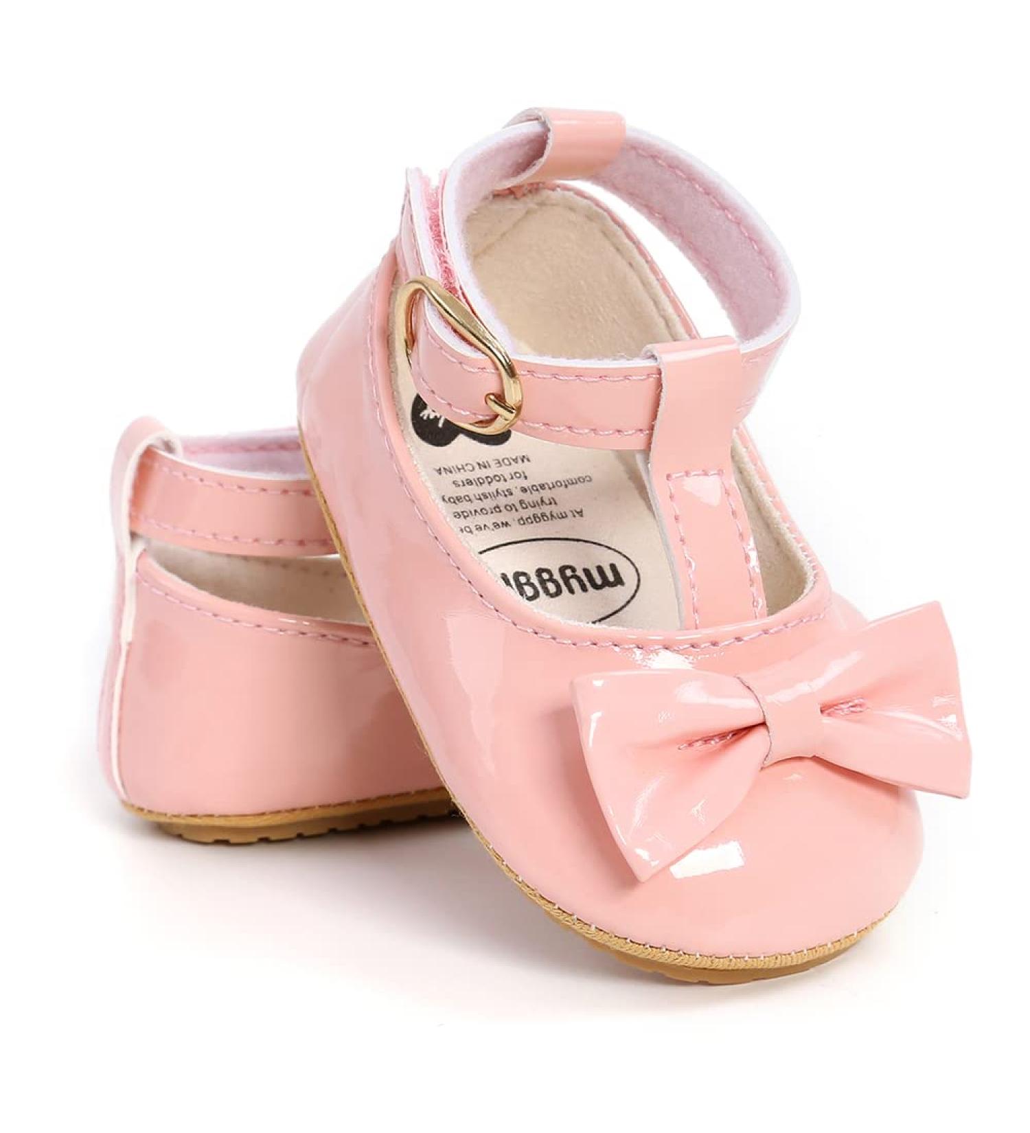 Baby Anti-Slip PU Leather First Walking Shoes| 12-18 Months Pink| Soft Sole Toddler Sneakers for Boys and Girls| Infant Prewalkers with Sock| 0-18 Months - Buy Online on GoSupps.com