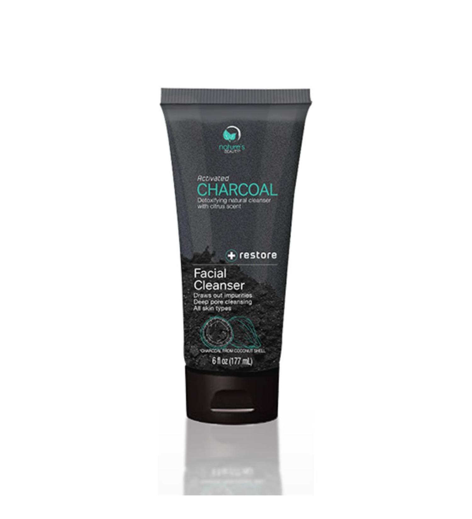 Nature's Beauty Activated Charcoal Facial Cleanser - Detoxifying Citrus Scent - 6 fl oz - Made in USA - Buy Online on GoSupps.com