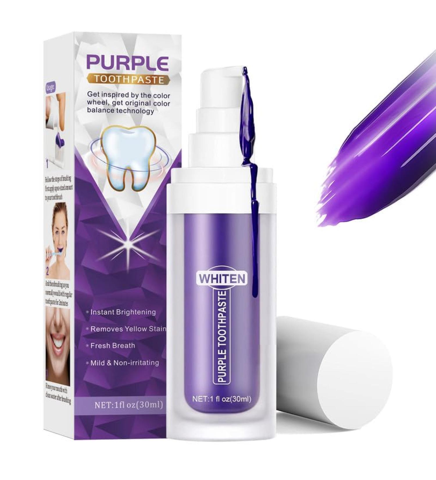 Purple Toothpaste for Teeth Whitening - Instant Whitening Colour Corrector Serum - Purple Toothpaste Whitening for Neutralizes Tooth Stains - Color Corrector - Buy Online on GoSupps.com