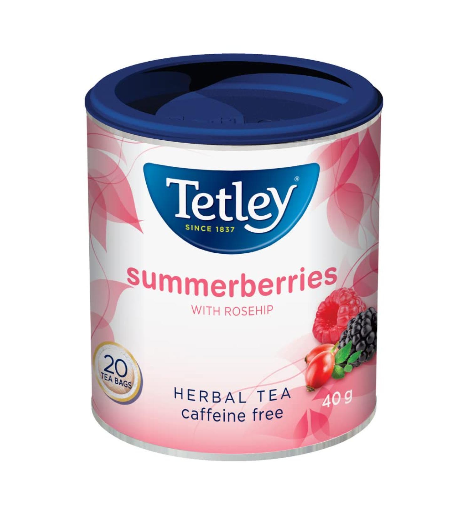 Tetley Summerberries Herbal Tea with Rosehip - 20 Tea Bags 40 Grams Naturally Caffeine Free SummerBerriesHerbalTea - Buy Online on GoSupps.com