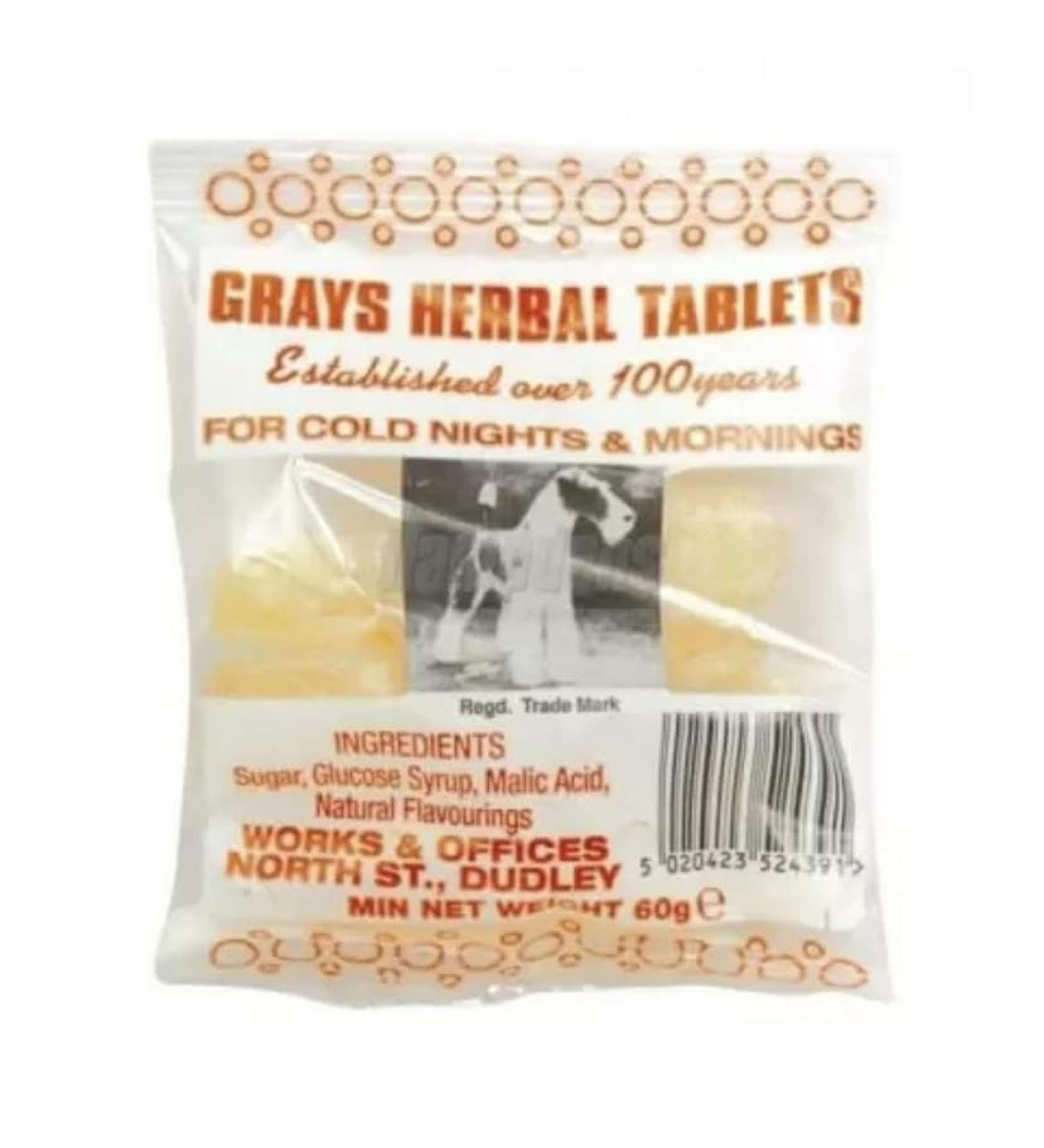 Gray's Herbal Tablets 60g Bag - Herbal Sweets Cough Candy - Buy Online on GoSupps.com