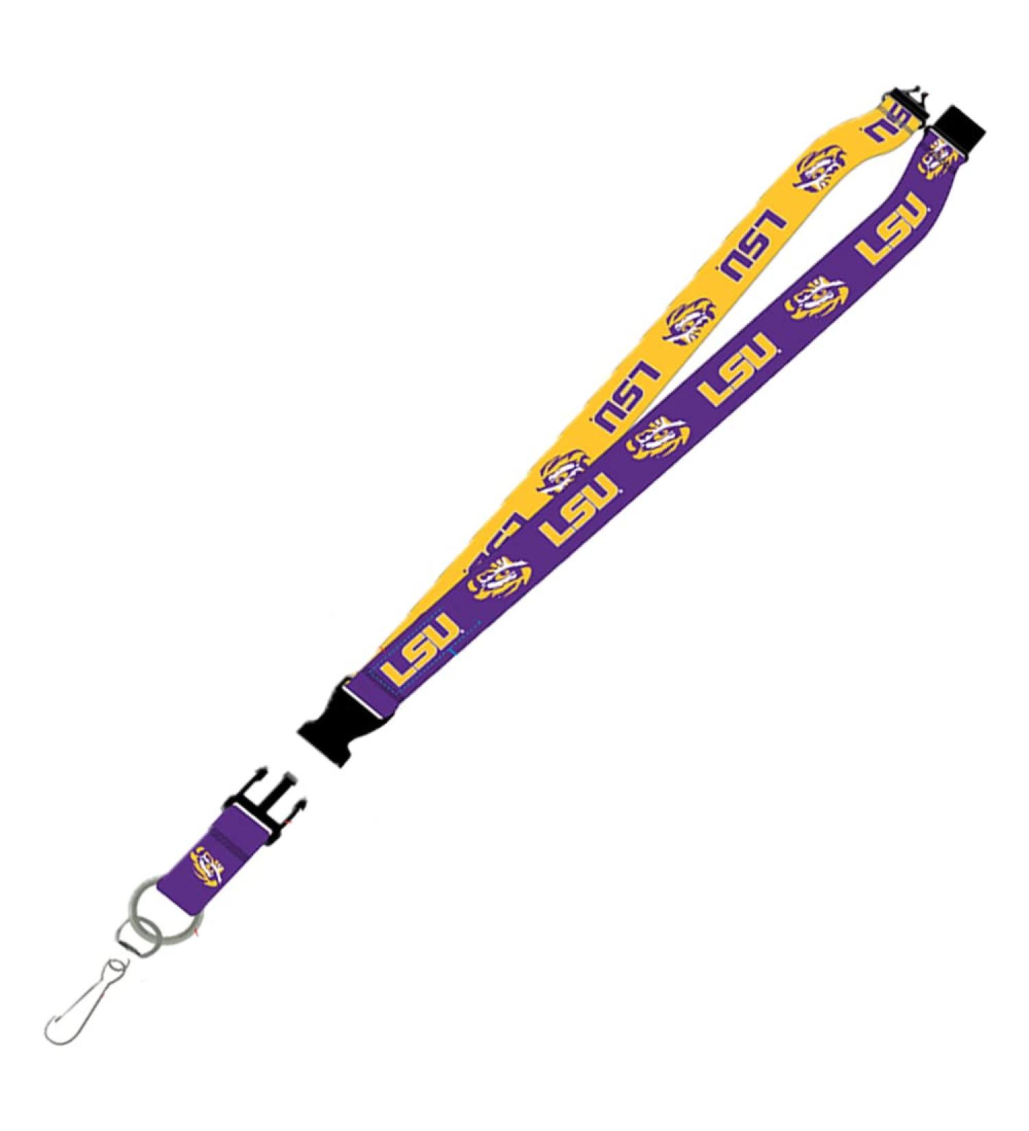 NCAA Two-Tone Lanyard with breakaway safety clasp and easy-remove clip for keys or ticket holder Ncaa Lsu Tigers Two-tone Lanyard, Purple, One Size (Psgls0253444)