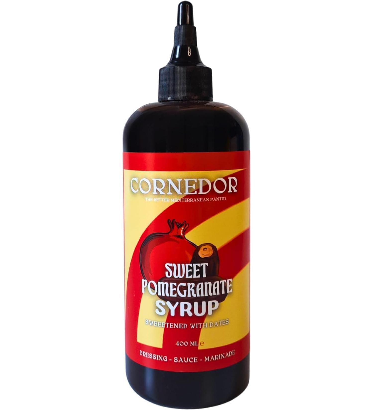 CORNEDOR Pomegranate & Date Syrup 400ml - Sweetened with Dates | No Added Sugar | Dressing Sauce Marinade - Buy Online on GoSupps.com