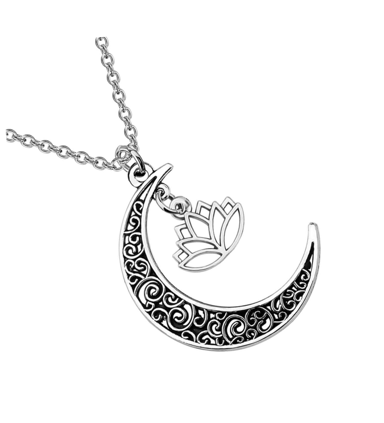 ifundom Delicate Neck Jewelry Cutout Moon Necklace Vintage Decor Yoga Ornament Dainty Necklace Romantic Necklace Pendant Lotus Flower Decor - Buy Online on GoSupps.com