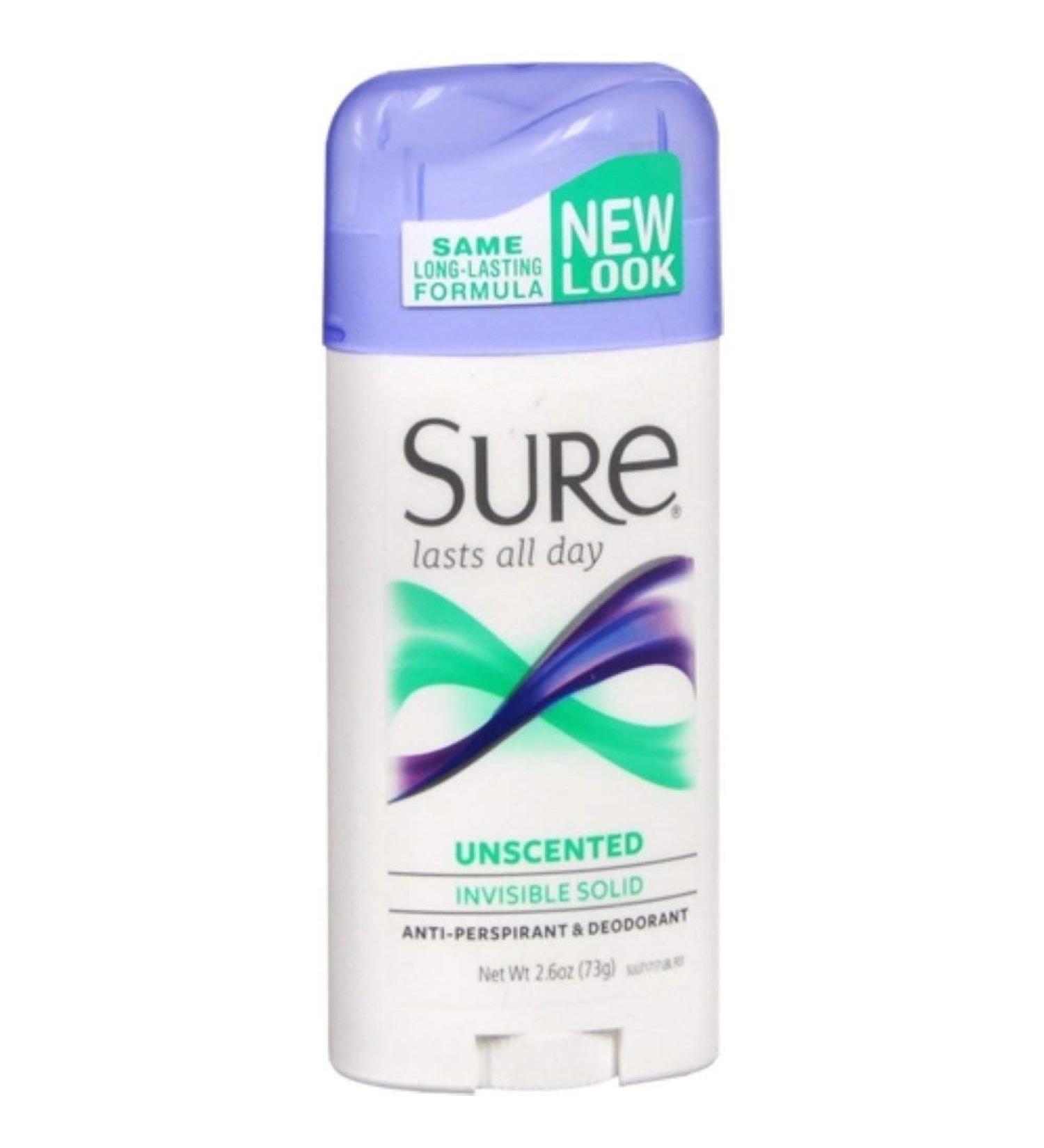 Sure Anti-Perspirant Deodorant Invisible Solid Unscented 2.60 oz (Pack of 5)