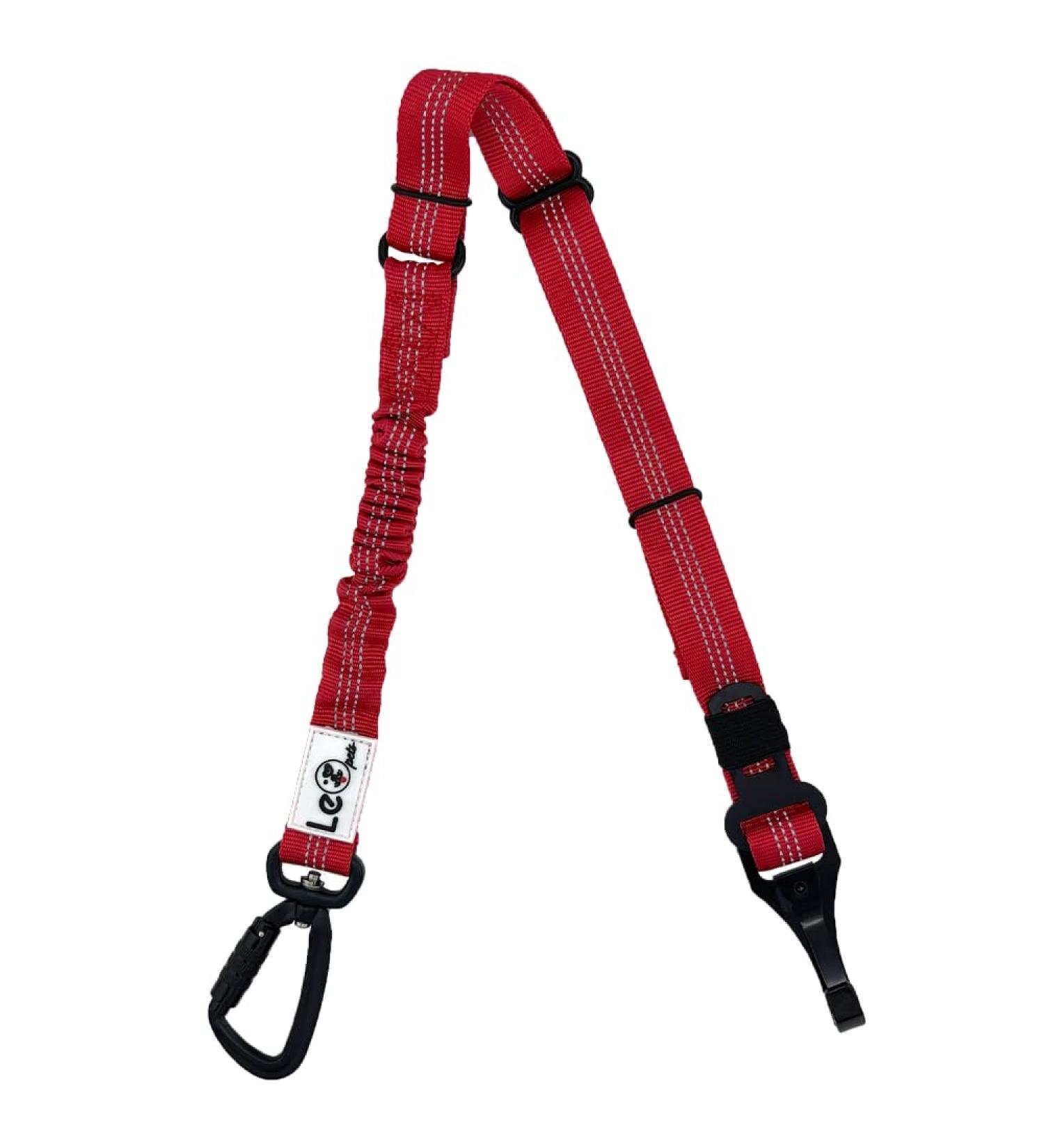 Leopets Dog Seat Belt for Car | Universal Fit for All Dog Sizes 30cm - 90cm | Safety Carabiner & Reflective Design - Red - Buy Online on GoSupps.com