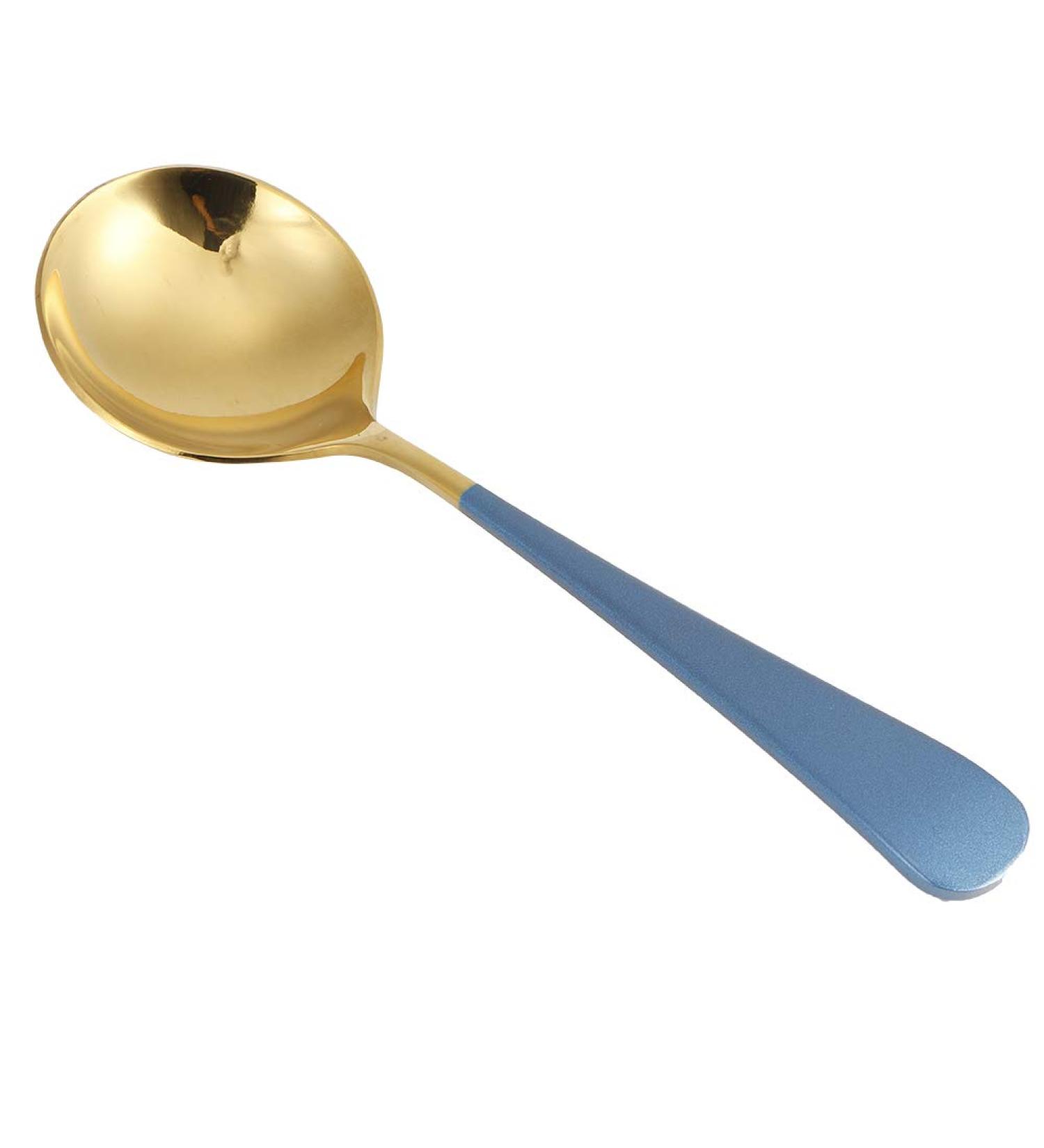 Soup Spoons Stainless Steel Tablespoons with 6 Colors 5 Pieces of Kitchen Dinner Dessert Scoops Set for Tea Dessert Salt Sugar(Blue) - Buy Online on GoSupps.com