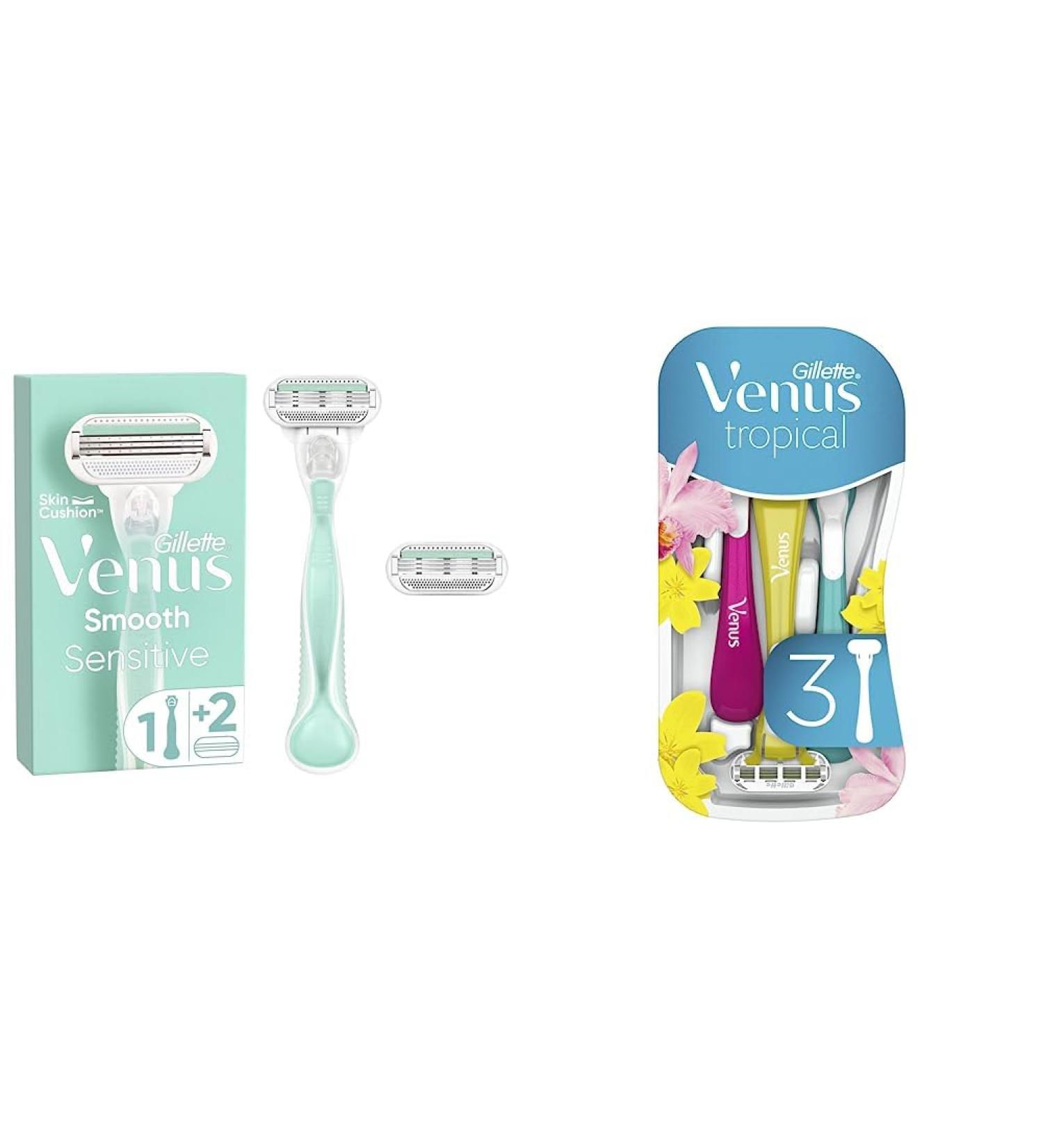 Buy Gillette Venus Smooth Sensitive Razor for Women | 3 Comfort Blades + Tropical Disposable Razors | Best Mother's Day Gift - Buy Online on GoSupps.com