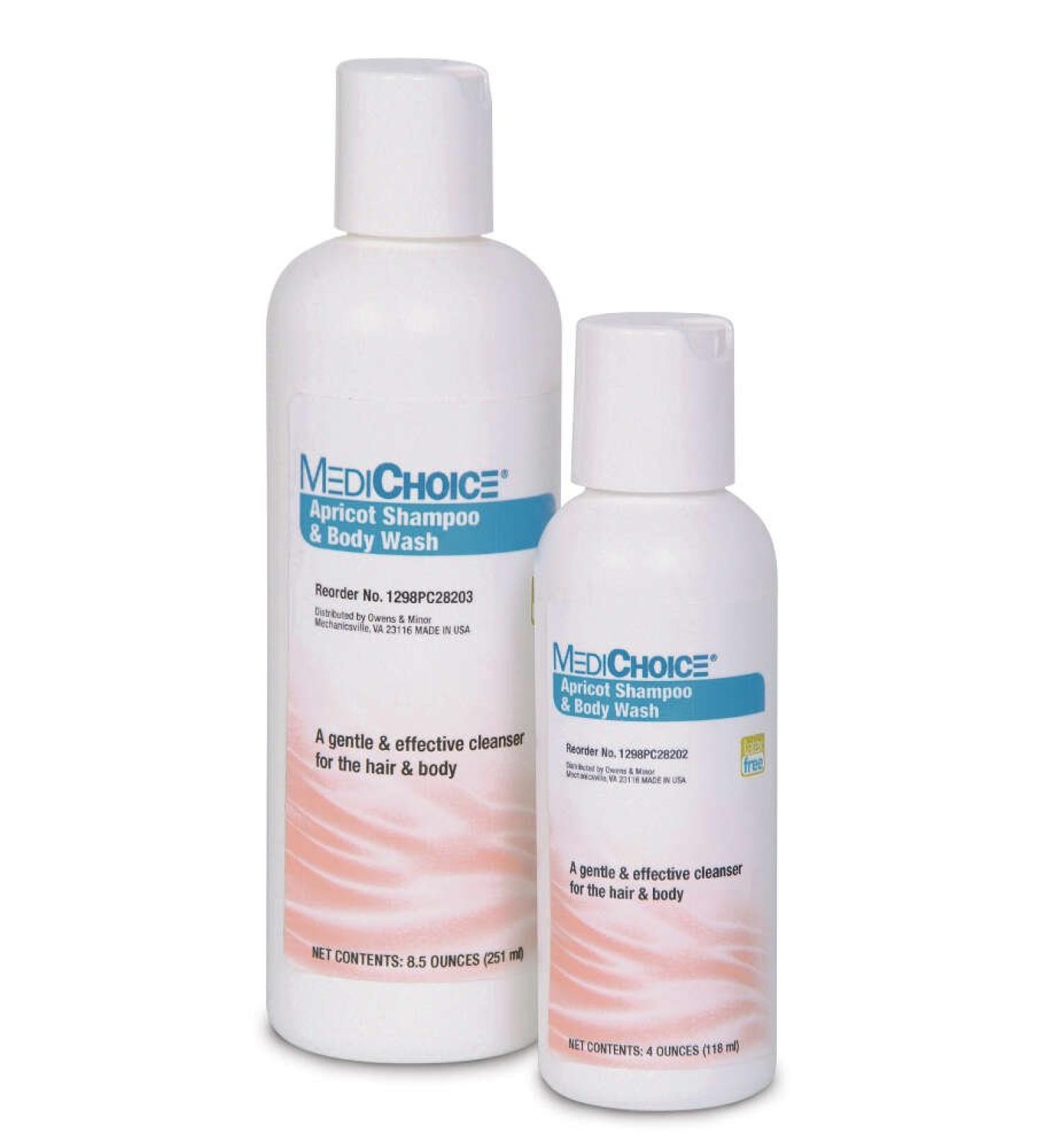 MediChoice Hair and Body Shampoo - Two in One Formula Fresh Apricot Scent 9 oz. Travel Size PC28202 Case 48
