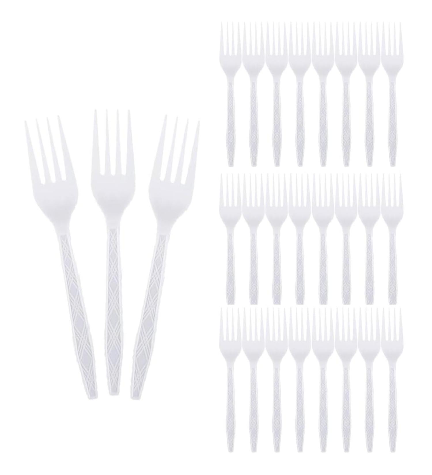 300 PCS Disposable Plastic Utensils 6.3In Plastic Forks Heavyweight Disposable Clear Forks Disposable Plastic Cutlery for Dinners Buffets Take-Out Catering Food Services(White) 300 PCS Plastic Forks - Buy Online on GoSupps.com