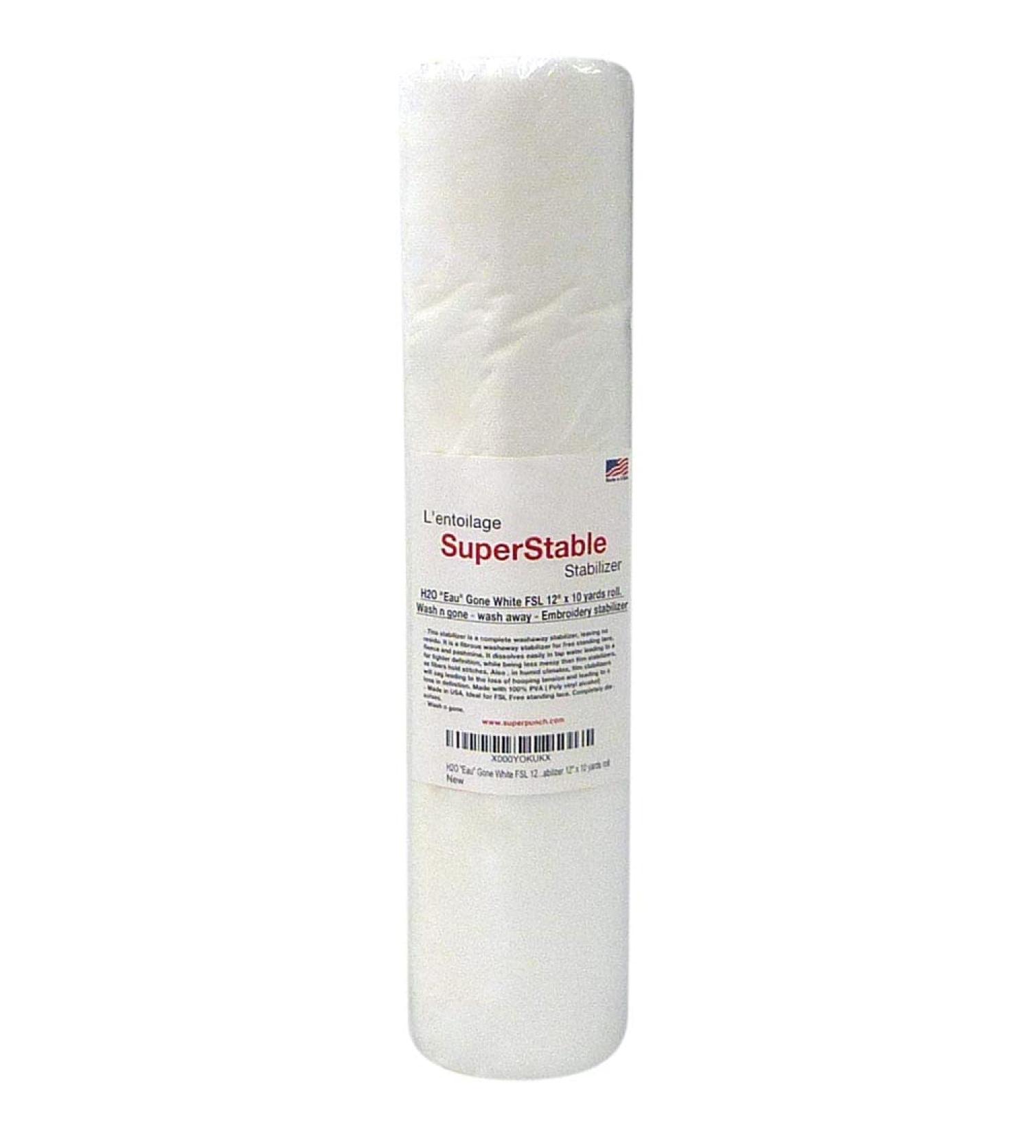 Superpunch Wash Away Stabilizer 12 x 10 Yard Roll - Machine Embroidery Backing for Free Standing Lace - Buy Online on GoSupps.com