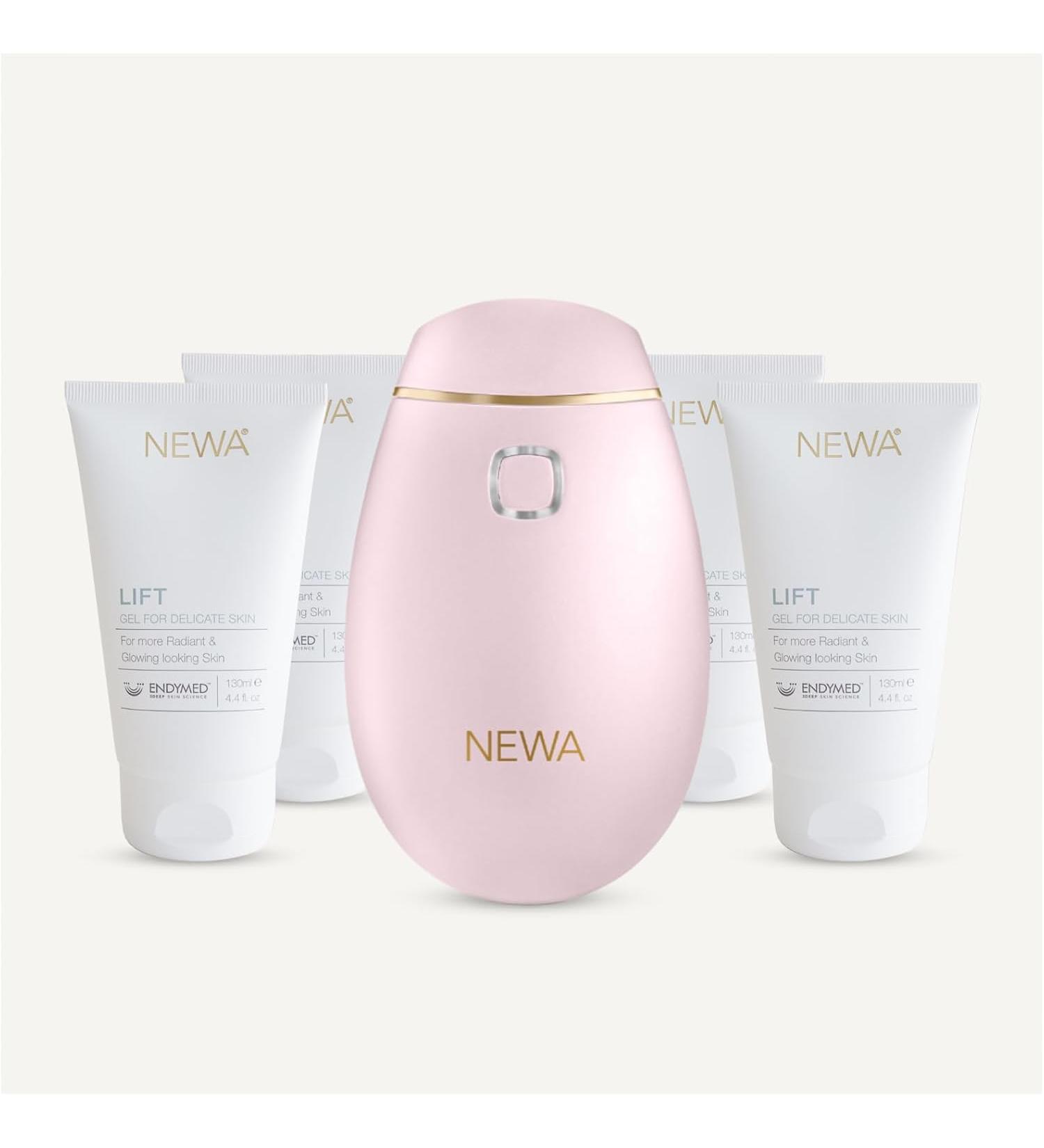 NEWA RF Wrinkle Reduction Device - FDA Cleared Skincare Tool for Facial Tightening & Collagen Boost. Includes 6 Months Gel Supply | Pink Advanced Kit - Buy Online on GoSupps.com