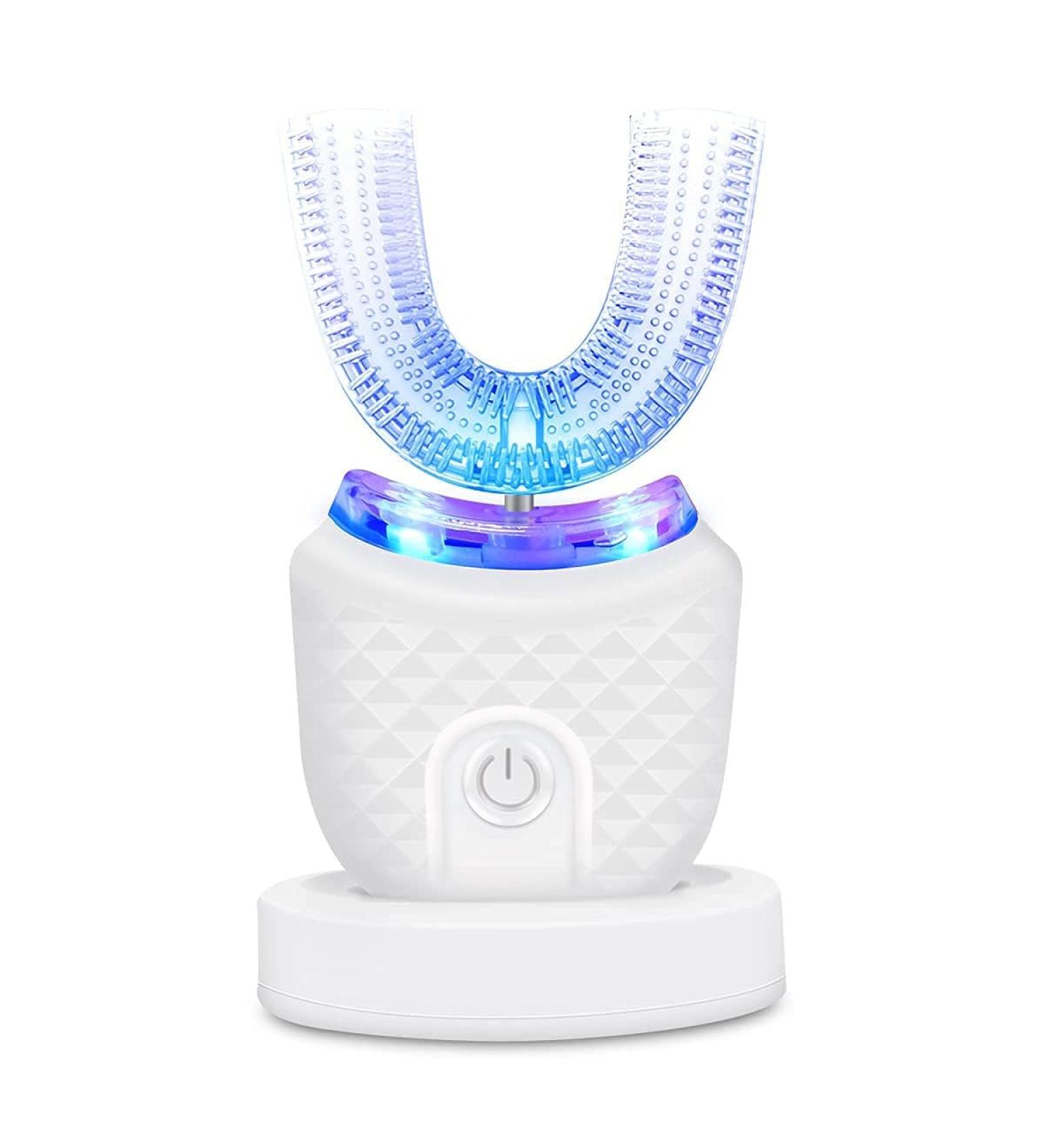 Electric Ultrasound Toothbrush for Adults | 360 Whole Mouth Cleaning Hands-Free & Waterproof | Rechargeable U-Shaped Tooth Cleaner - Buy Online on GoSupps.com