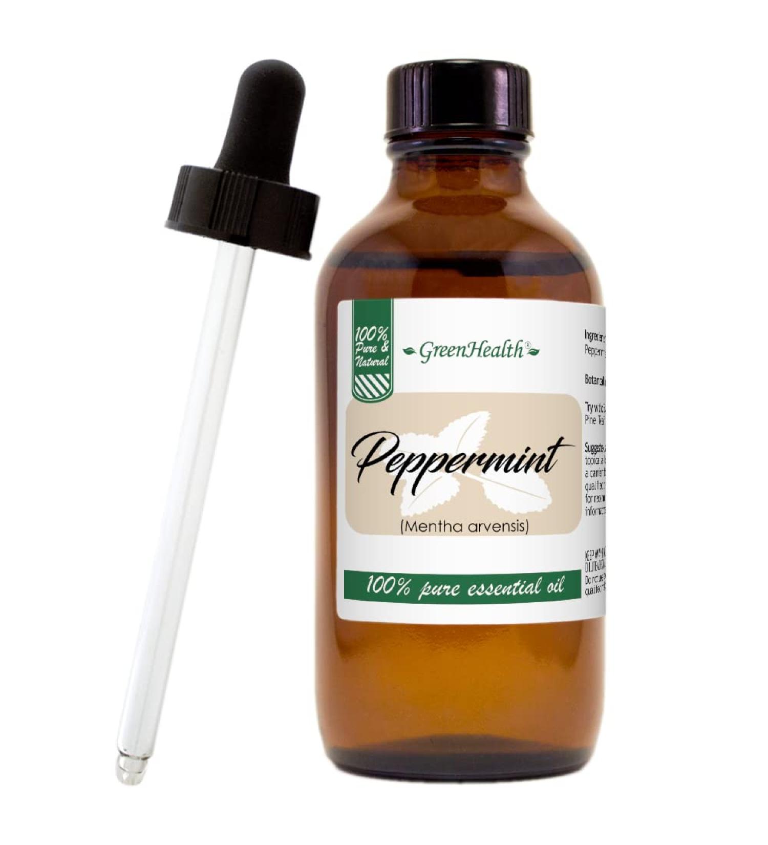 GreenHealth Peppermint Essential Oil - 4 fl oz (118 ml) Glass Bottle with Glass Dropper - 100% Pure Essential Oil - Buy Online on GoSupps.com