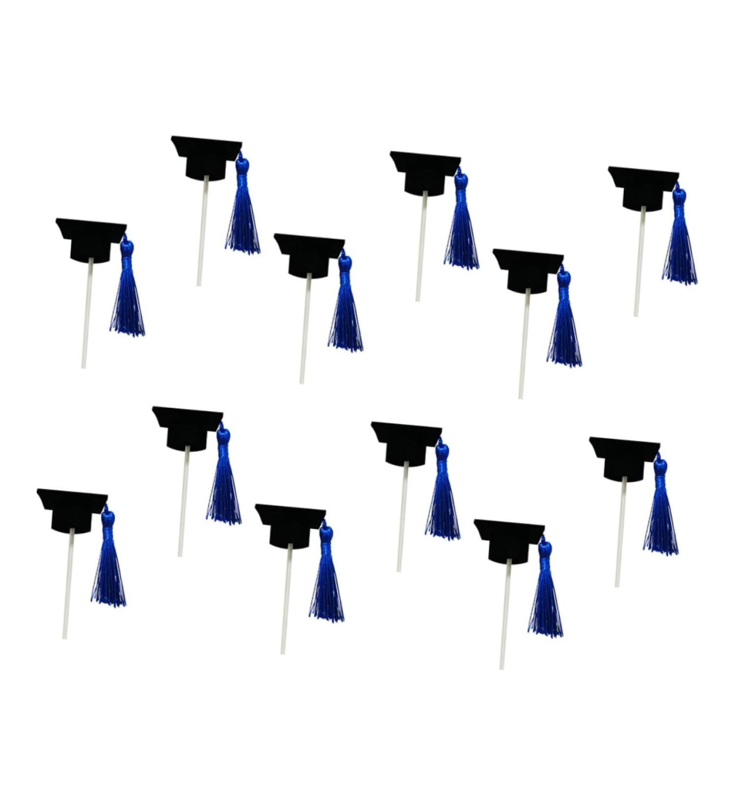Cabilock 12pcs Graduation Season Card Graduation Hat Cake Topper Graduation Party Decoration Mini Cake Food Decor 2022 Grad Dessert Picks Graduation Hat Cupcake Topper Tassel Insert Card Blue 10X3.8X3.8CM - Buy Online on GoSupps.com