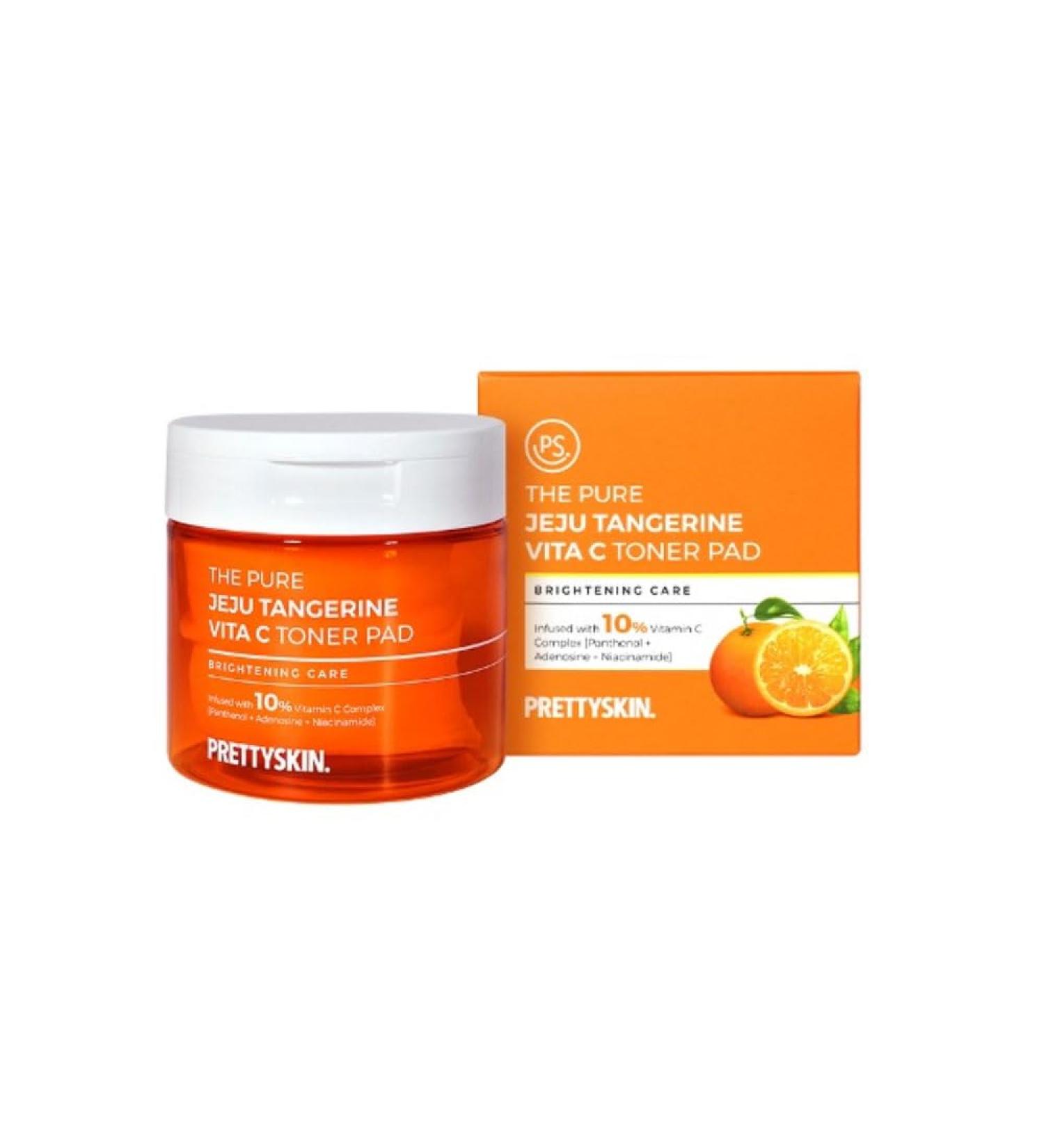 PRETTYSKIN Jeju Tangerine Vitamin C Toner Pads 70 sheets Skin texture care and use as a facial mask pack Soothing Moisturizing Korean skincare - Buy Online on GoSupps.com